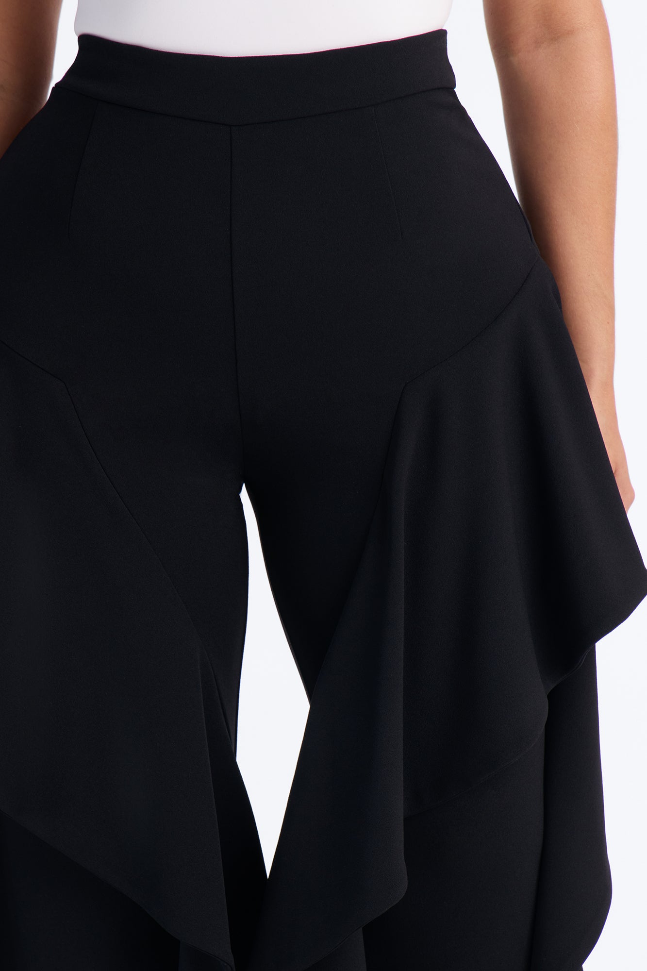 Feel the Rythm High Waisted Ruffle Trouser - Black