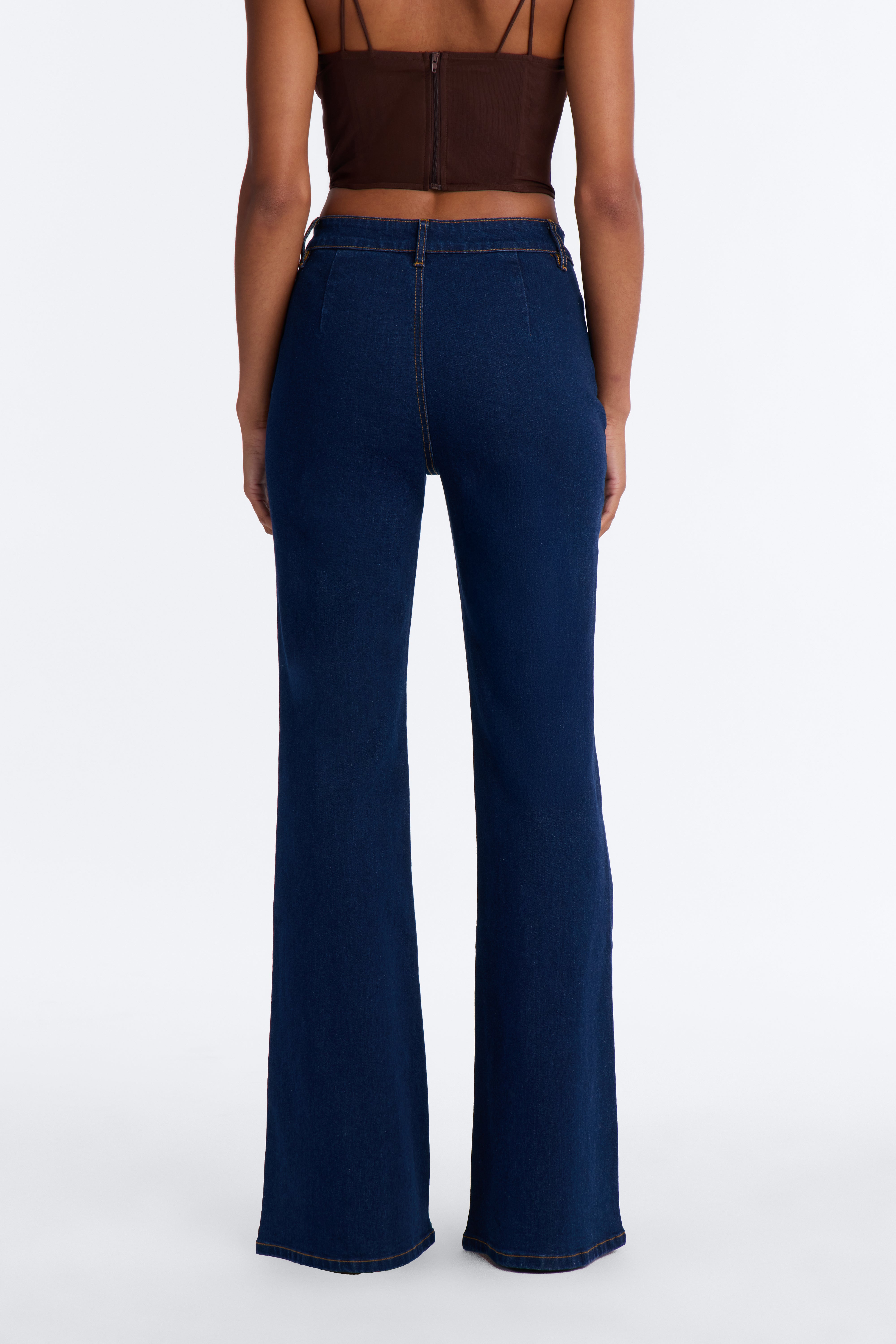 Long Way Home Stretch Flare Leg Jeans - Dark Denim
