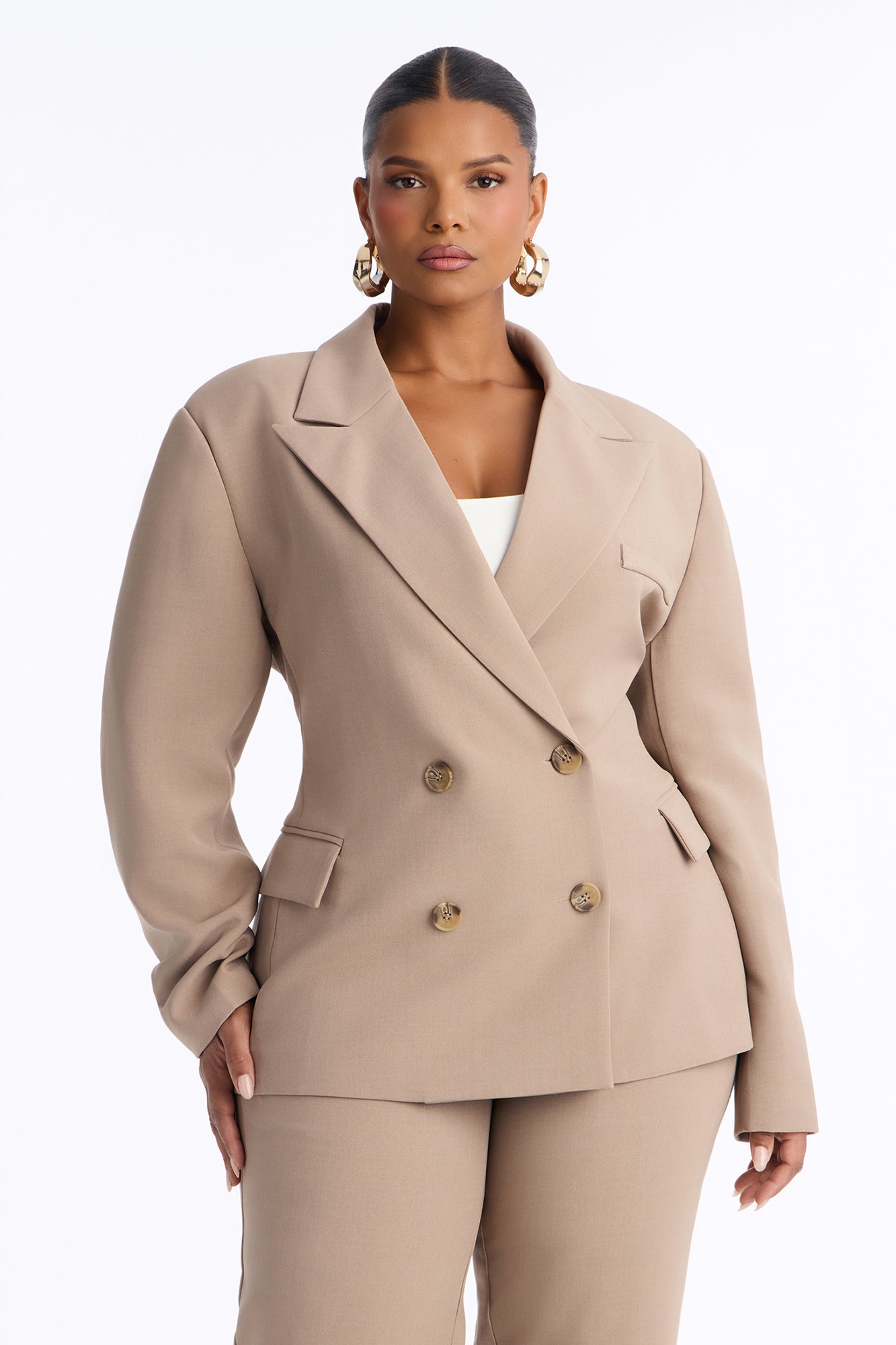 Empire Essentials Double Breasted Blazer - Stone
