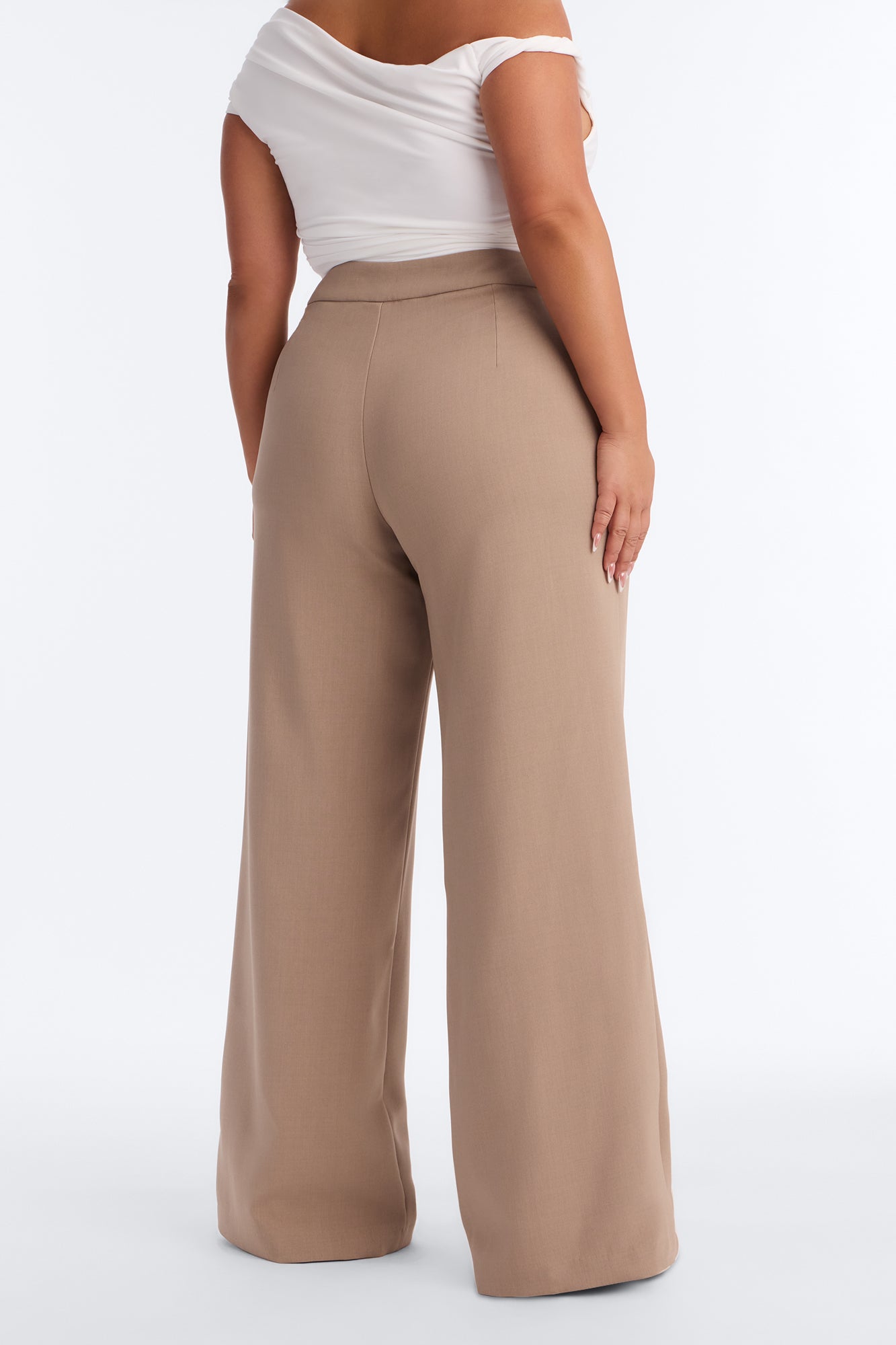 Tall Polished Perfection Crepe Tie Waist Trouser - Stone