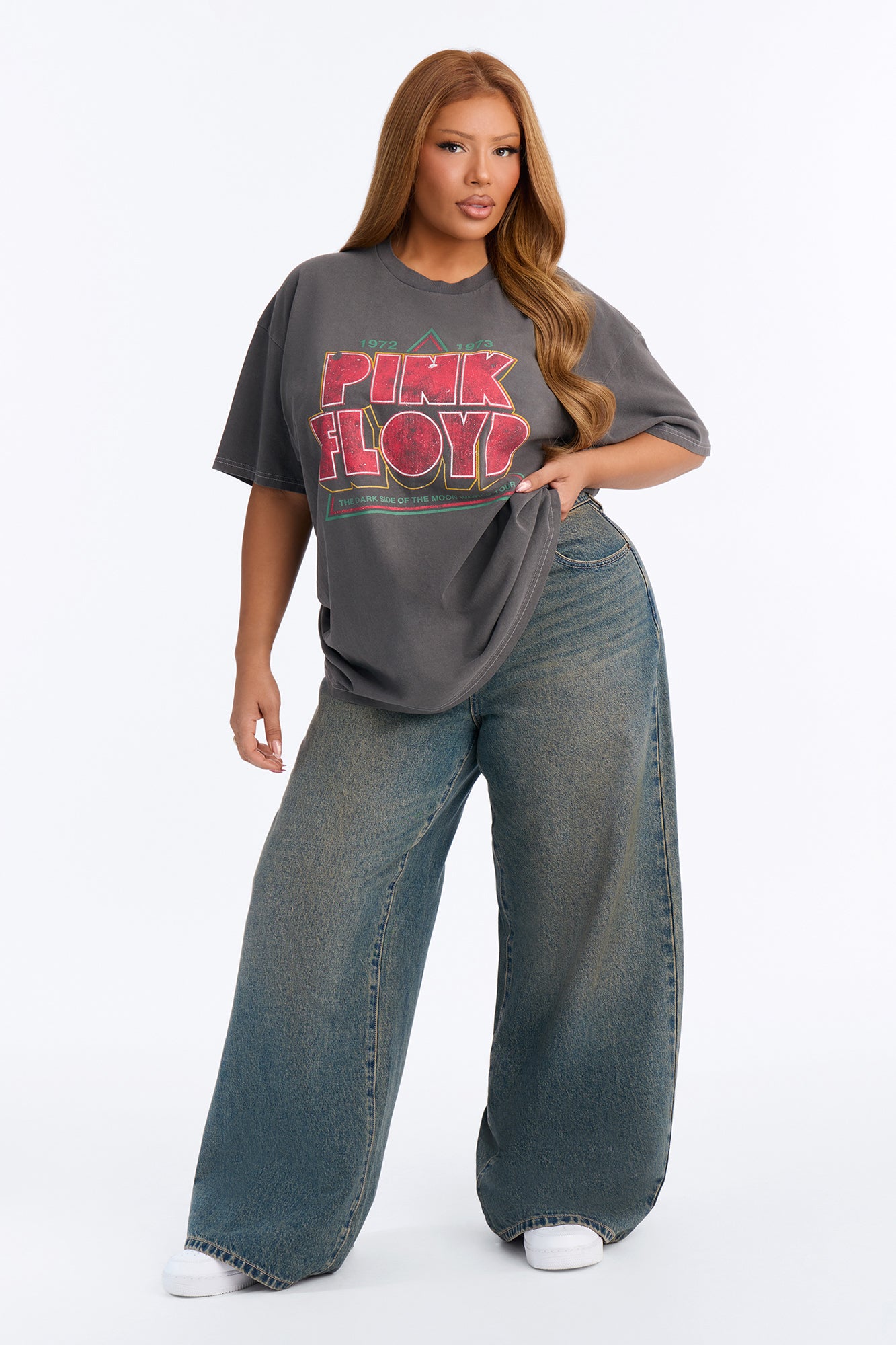 Pink Floyd Vintage Washed Oversized Tee - Charcoal