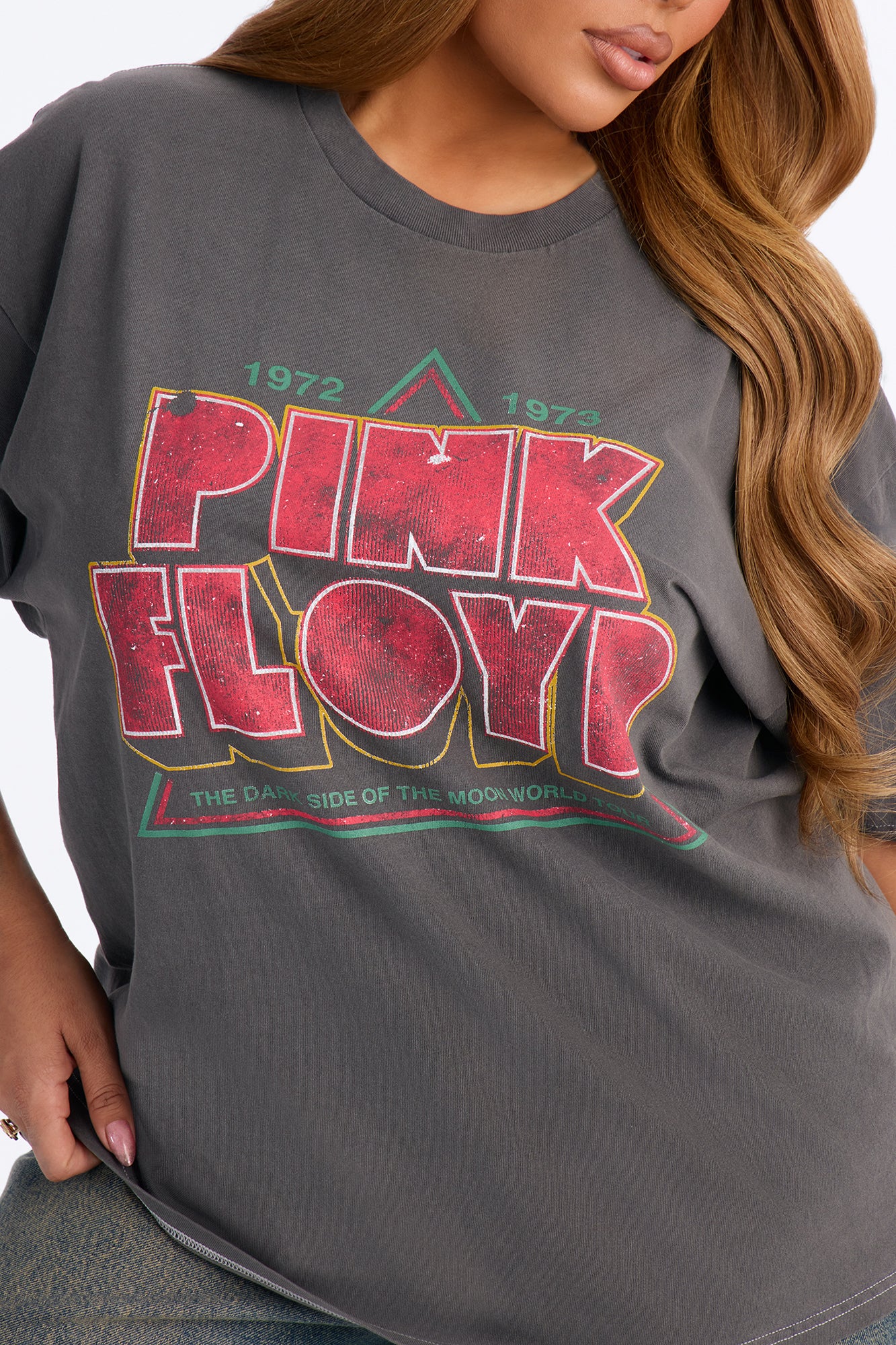 Pink Floyd Vintage Washed Oversized Tee - Charcoal