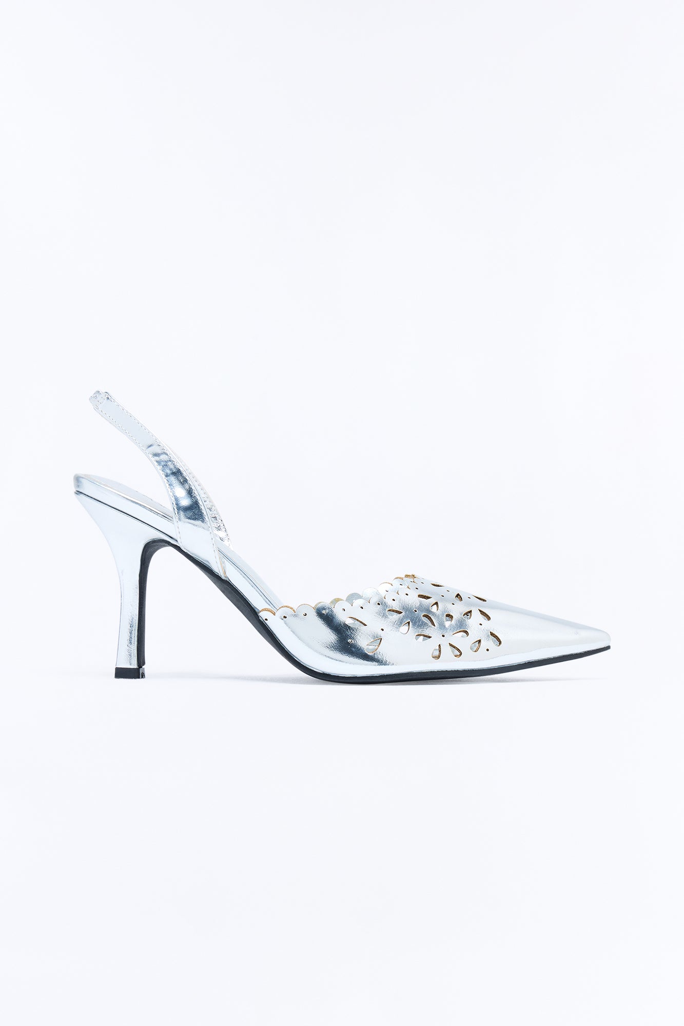 Pixie Glow Slingback Heels - Silver