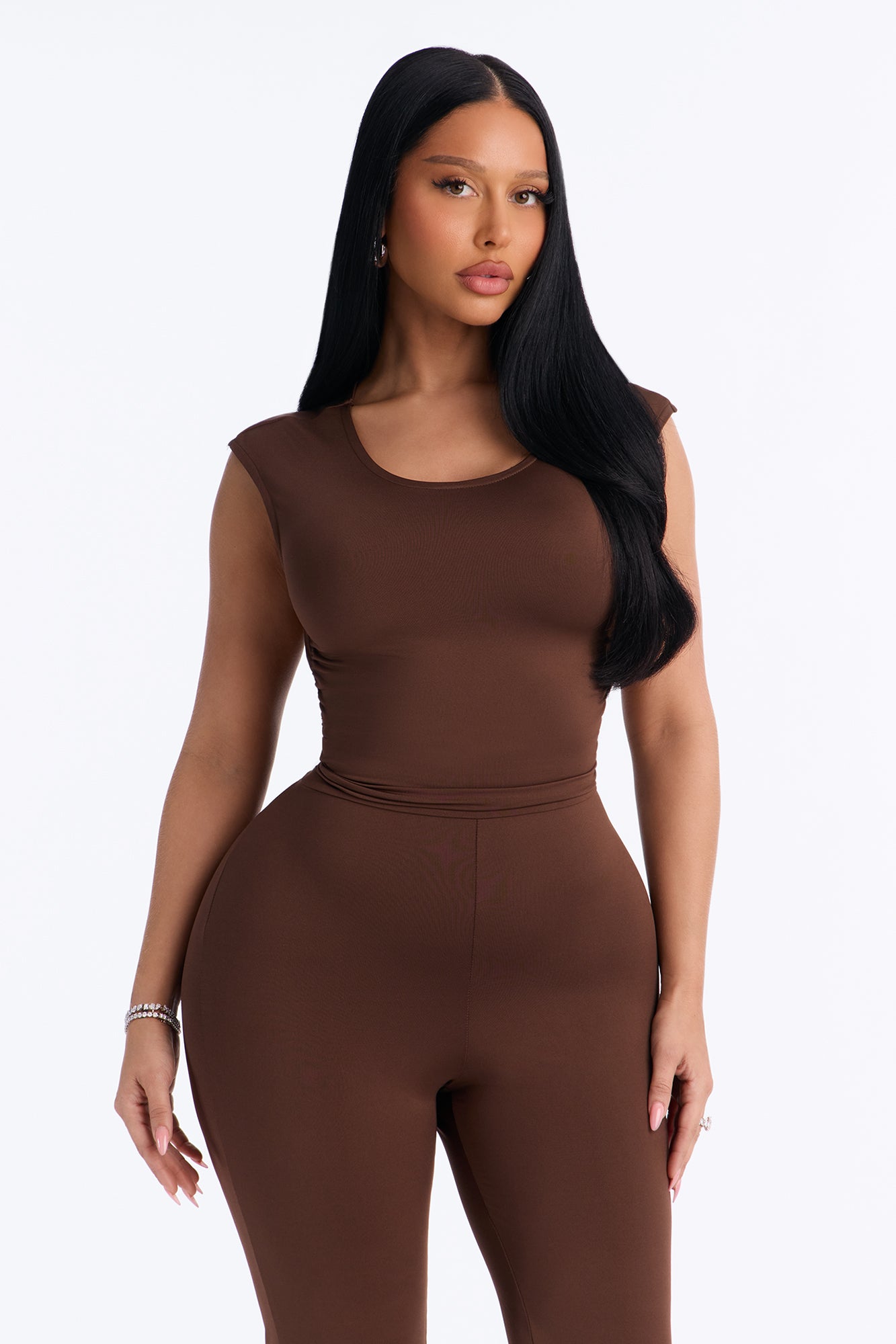 Kelly Open Back Capri Jumpsuit - Chocolate