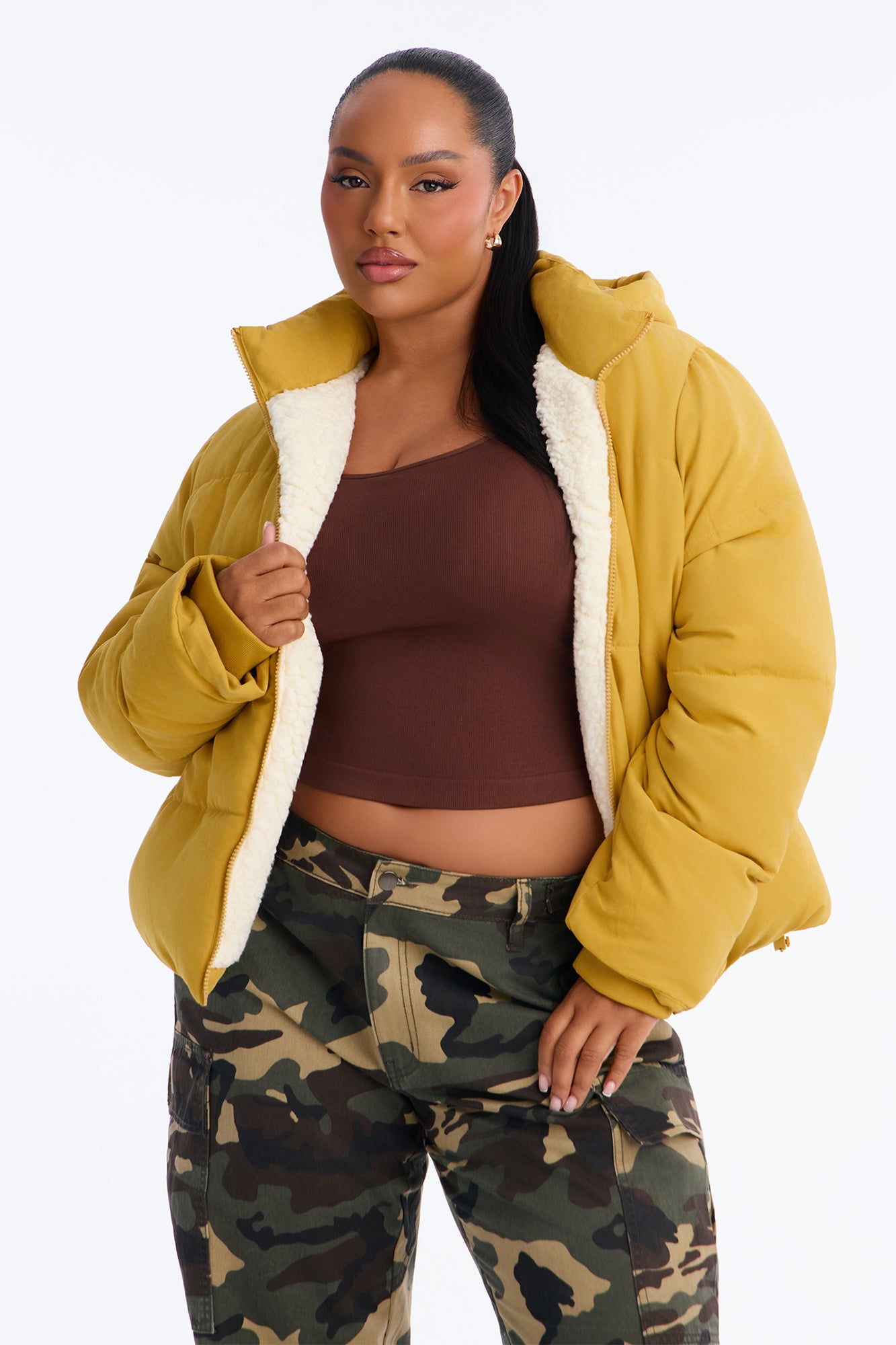 In The Middle Of The City Puffer Jacket - Mustard