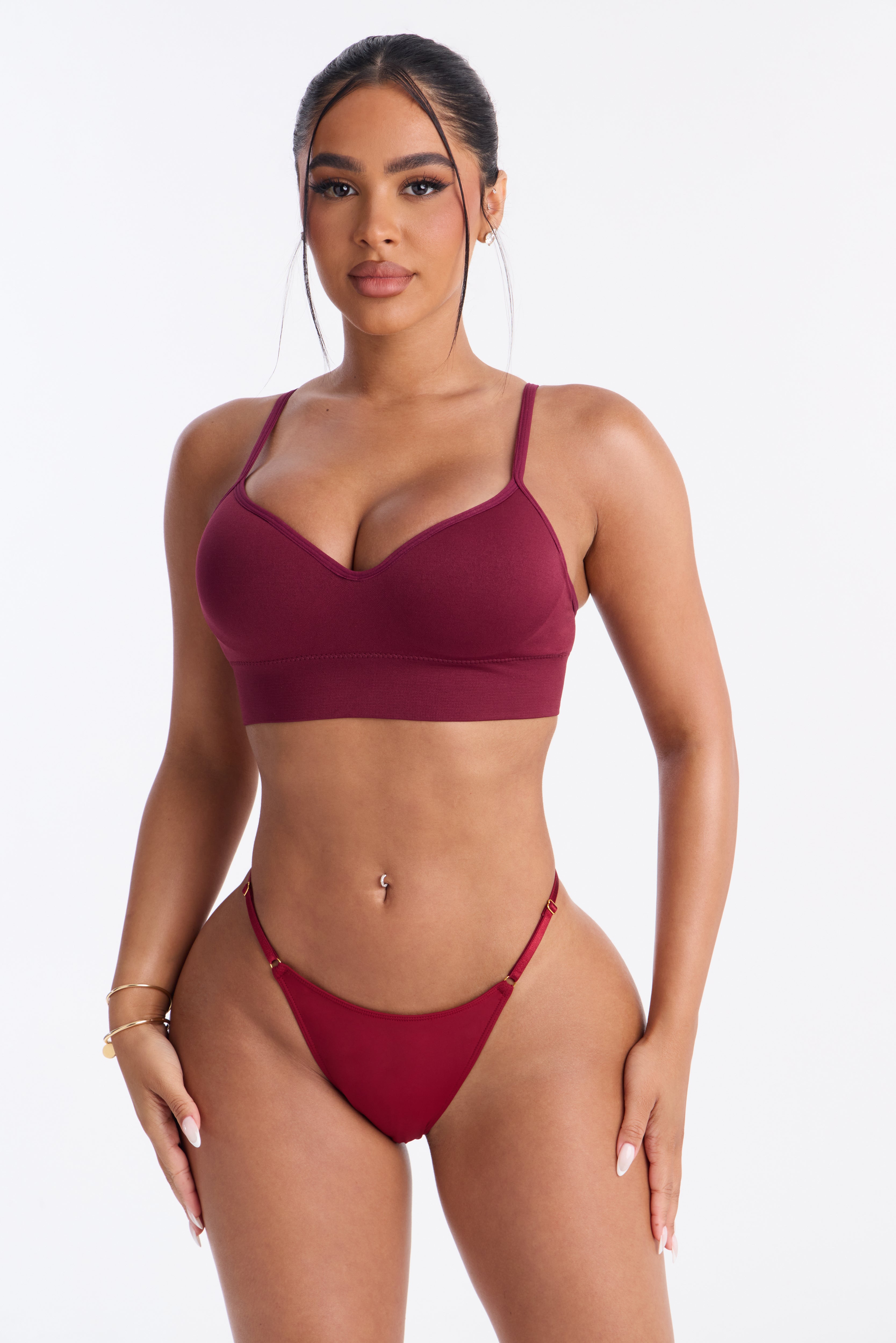 Close For Comfort Seamless Wireless Deep Plunge Bra - Wine
