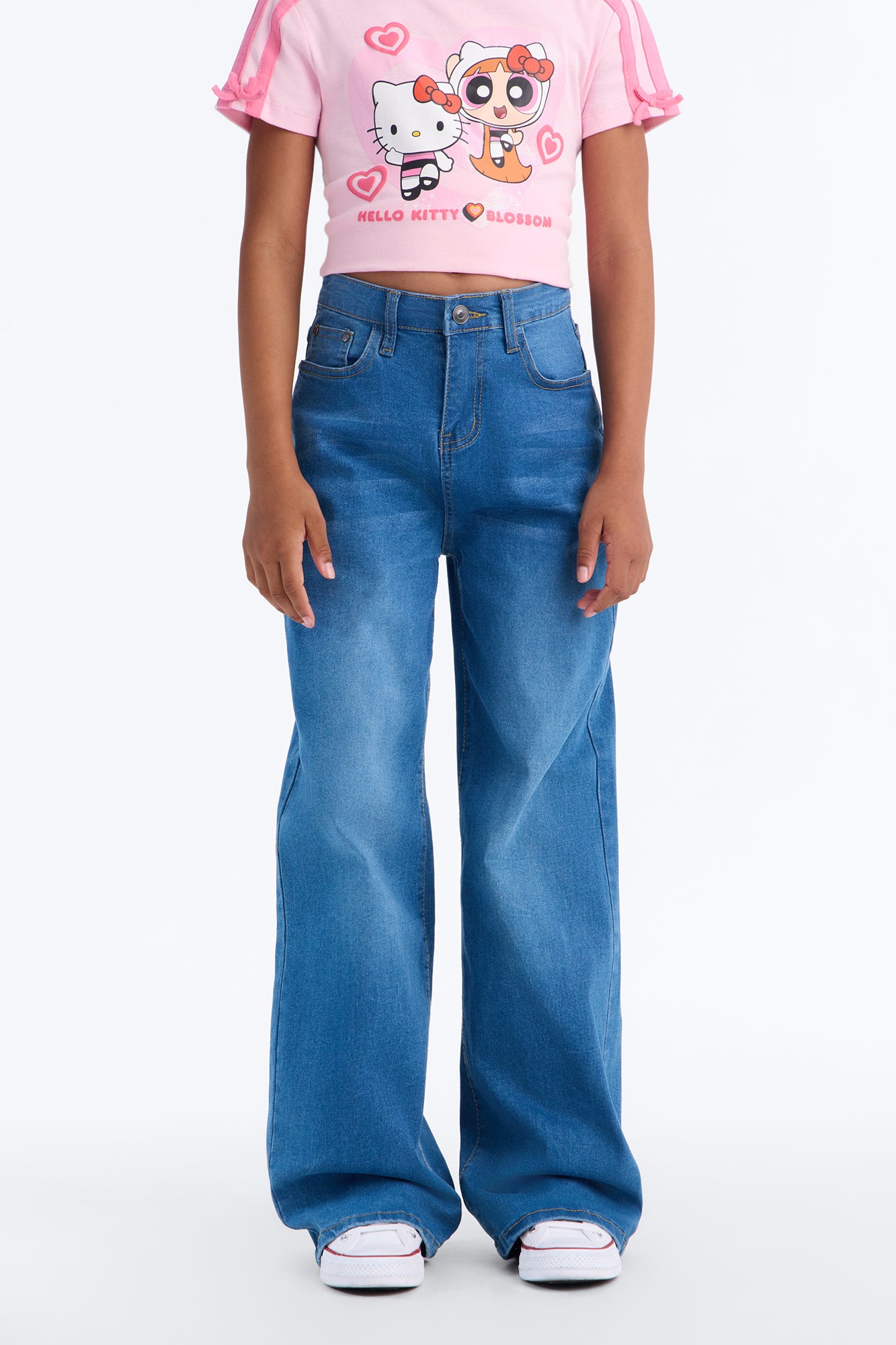 Mini Perfect Timing Wide Leg Jeans - Medium Blue Wash