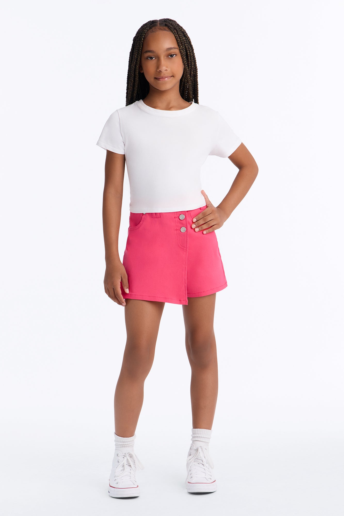 Mini Bestie For The Restie Denim Skort - Hot Pink