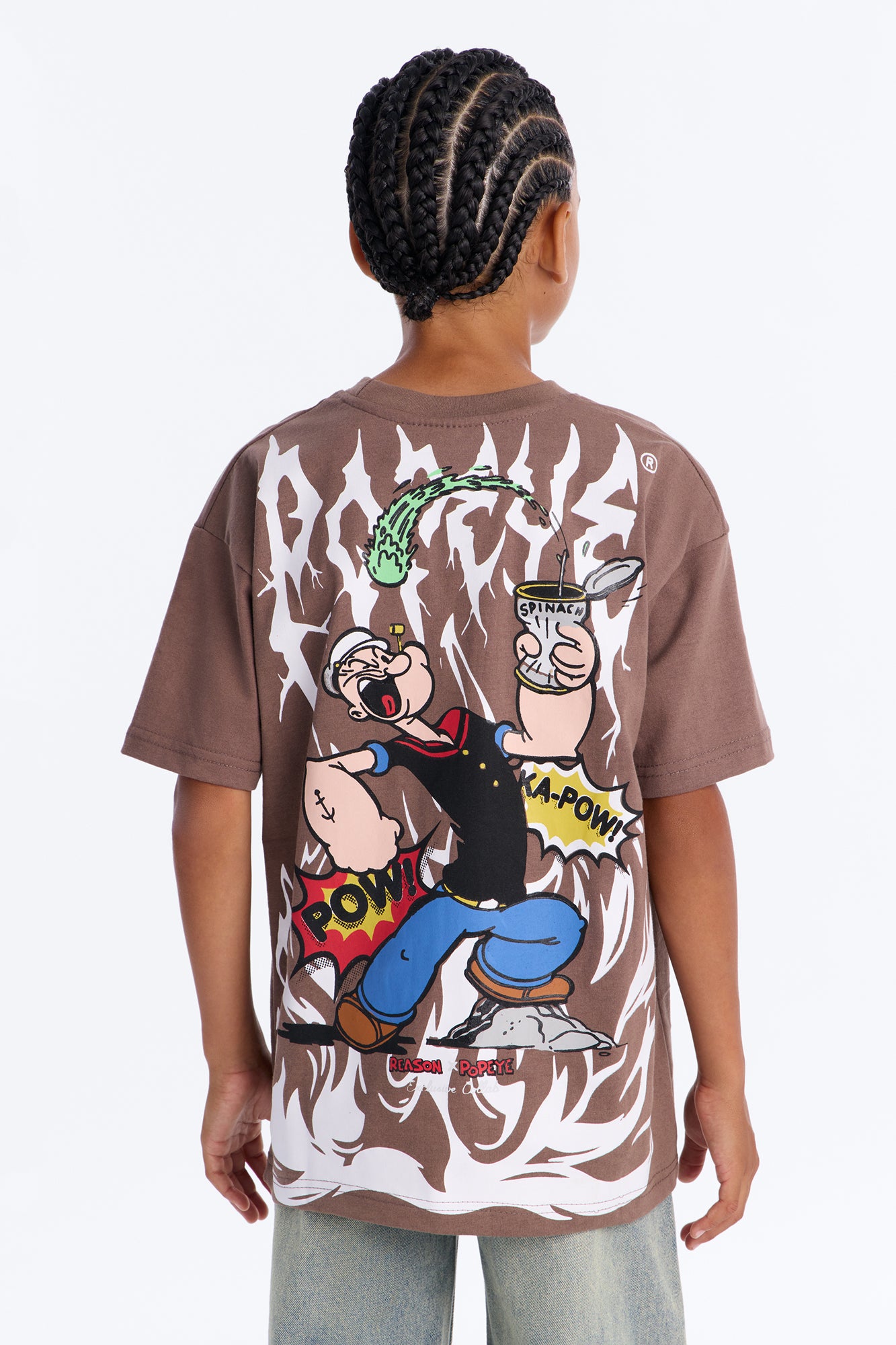 Mini Popeye Powered By Spinach Short Sleeve Tee - Brown