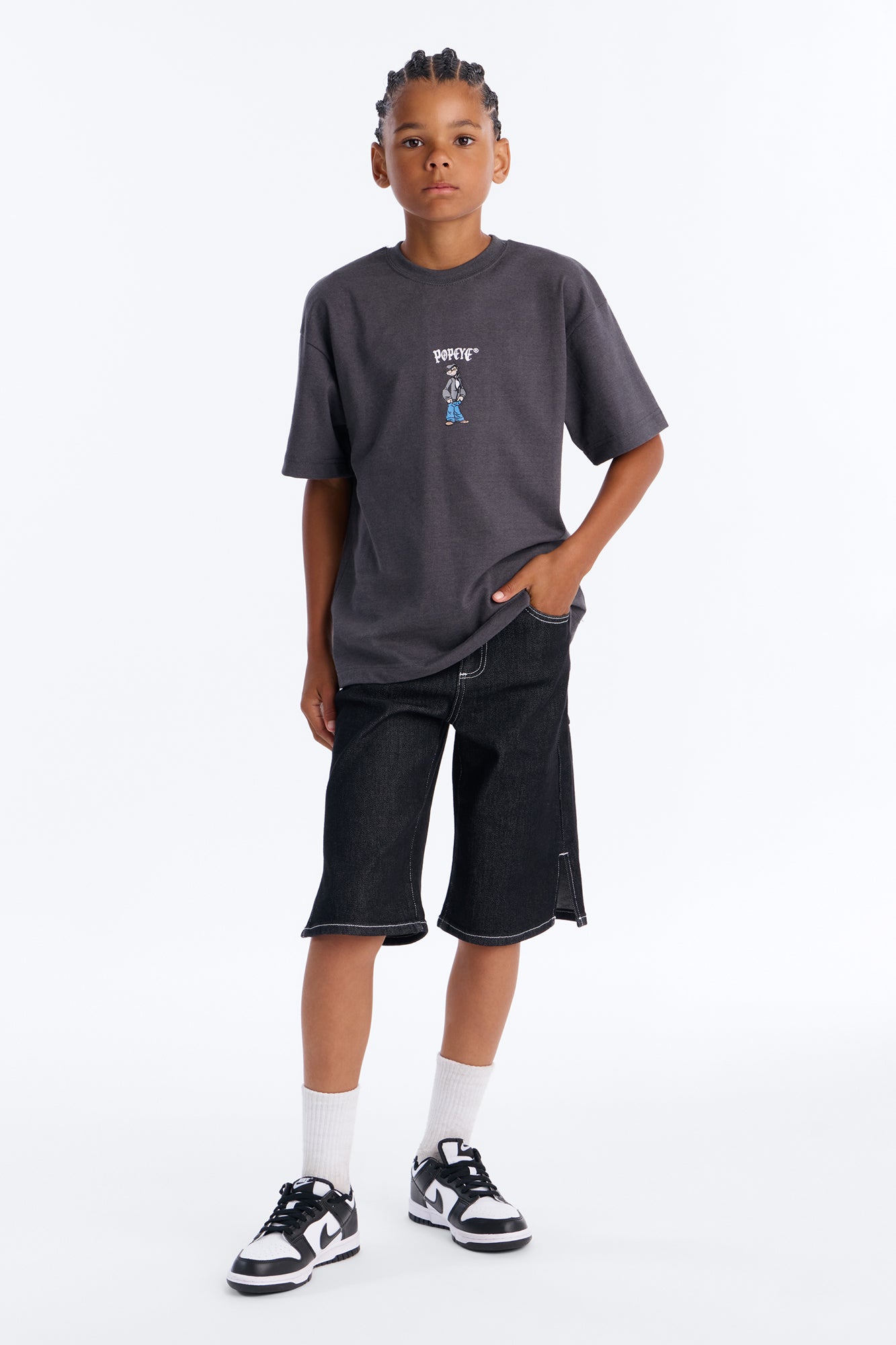 Mini Popeye Old Skool Short Sleeve Tee - Grey