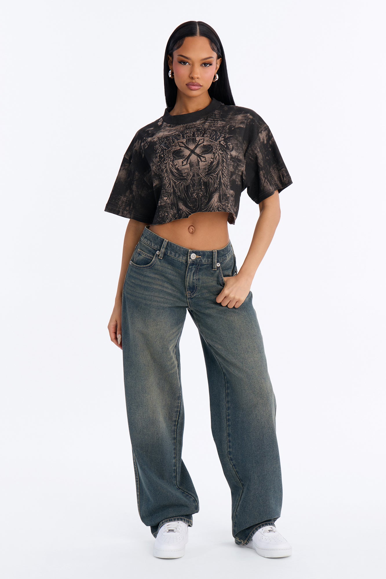 Fallen Moment Cropped T-Shirt - Brown