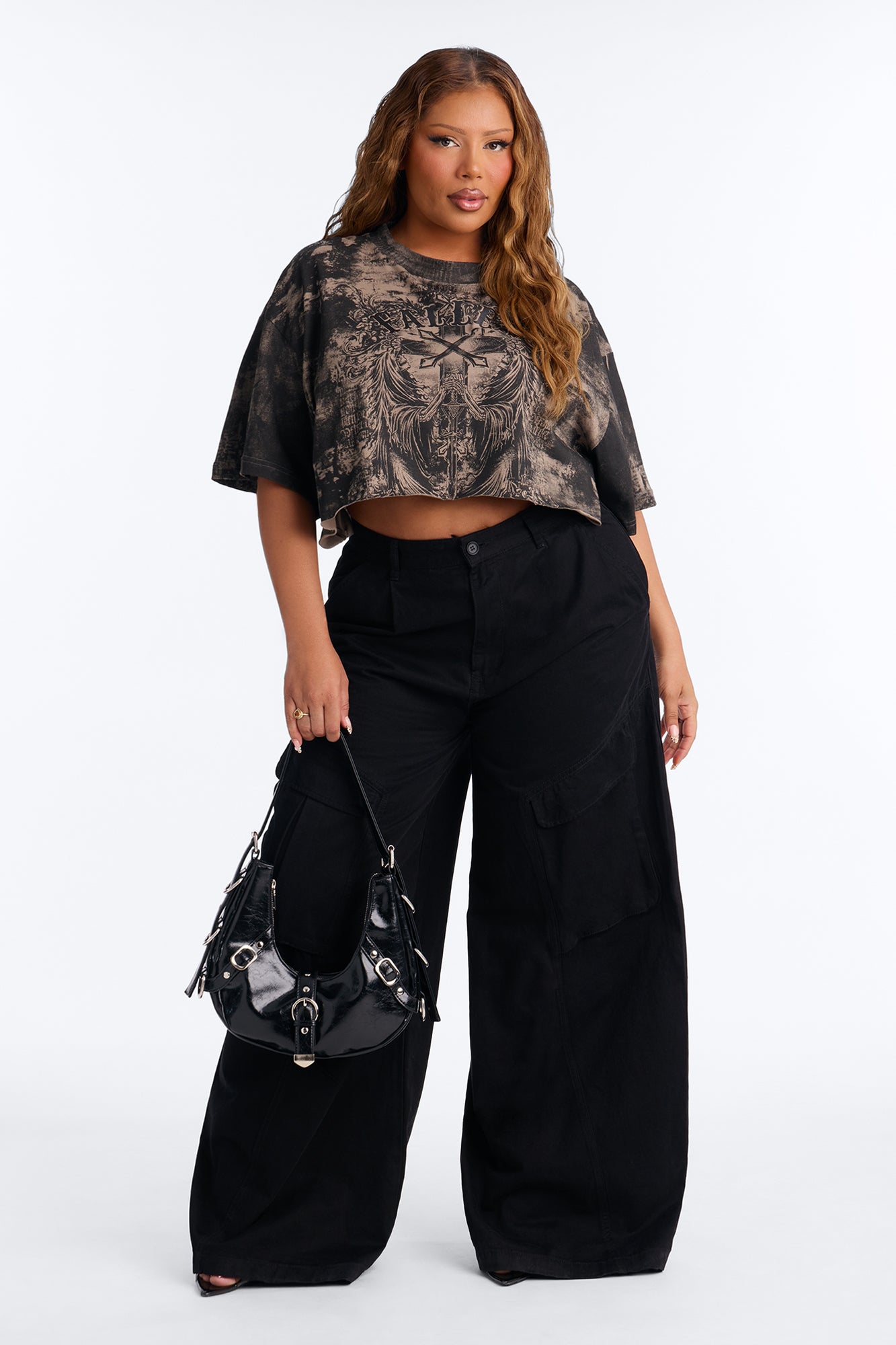 Fallen Moment Cropped T-Shirt - Brown