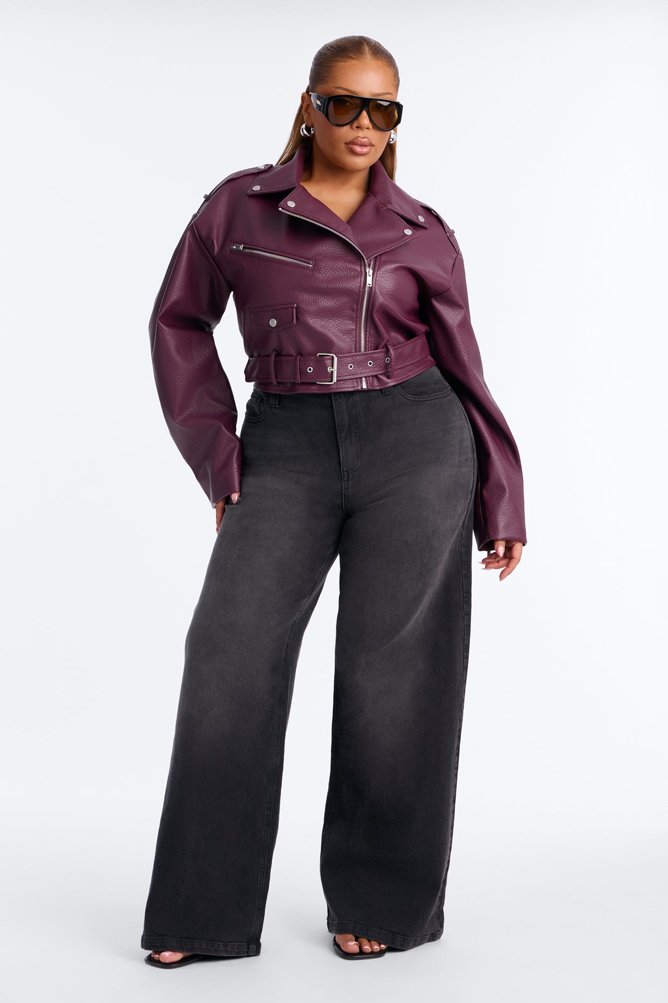 Roxie Faux Leather Jacket - Burgundy