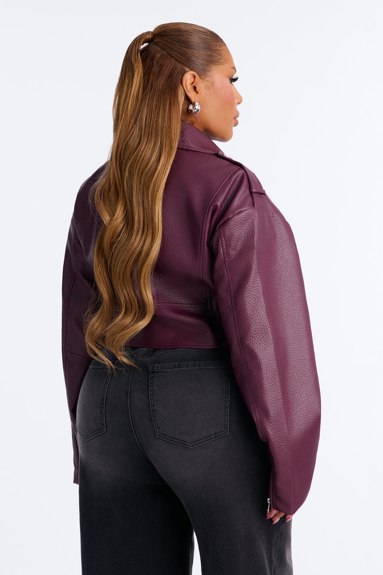 Roxie Faux Leather Jacket - Burgundy