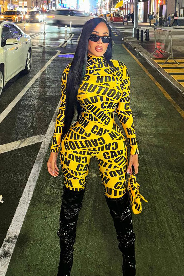 Proceed With Caution 3 Piece Costume Set - Yellow/combo