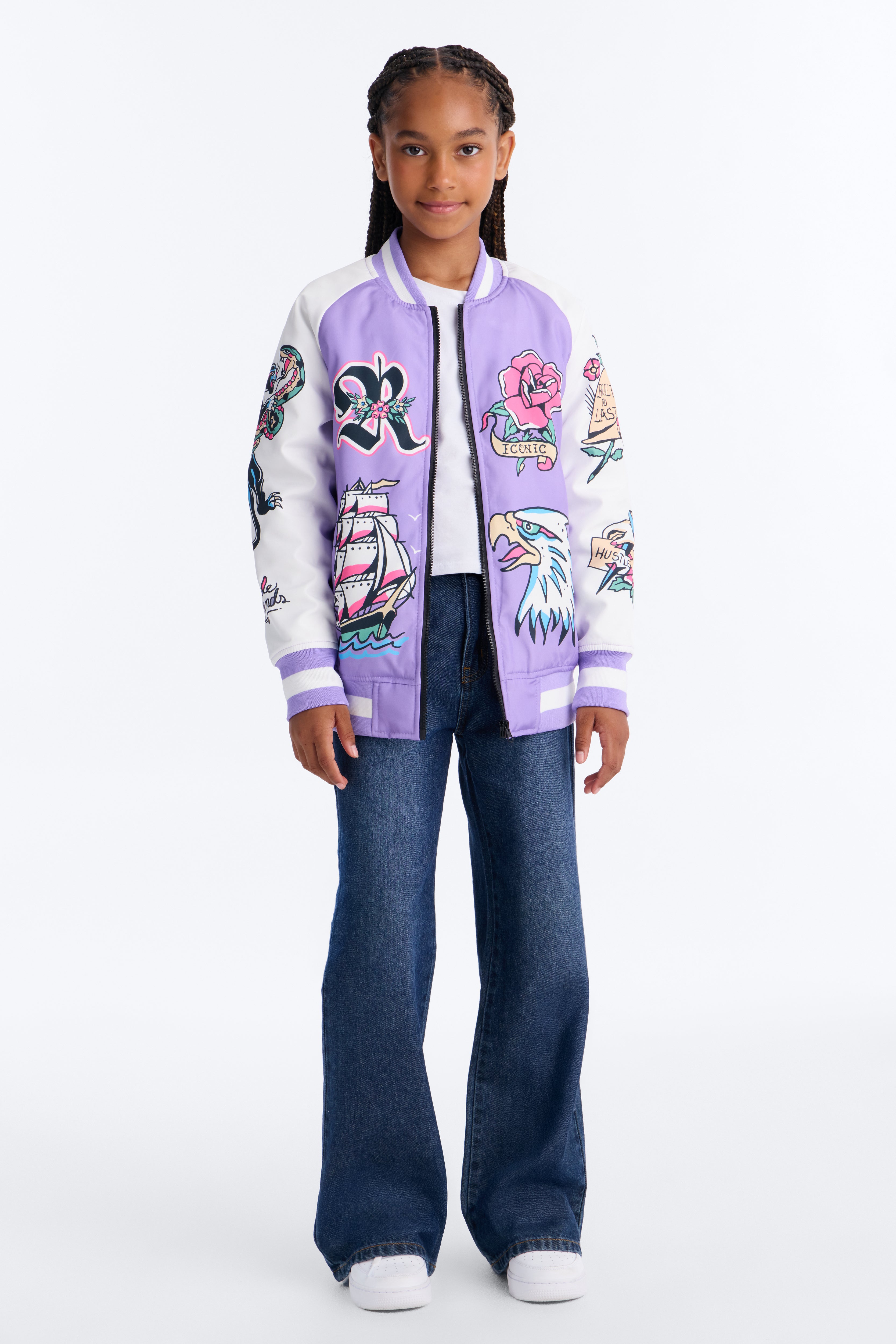 Mini Be Brave Varsity Jacket - Purple/combo