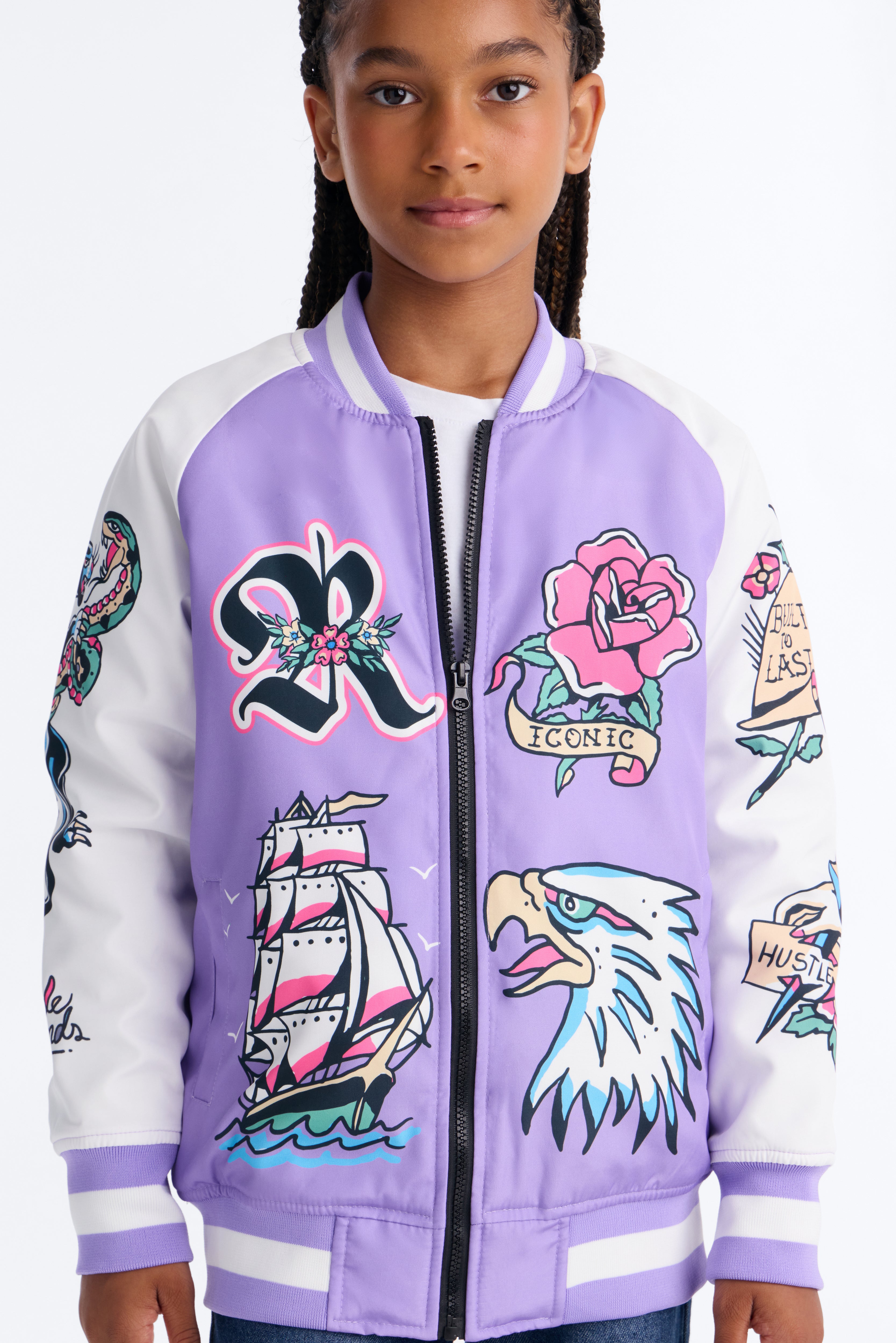 Mini Be Brave Varsity Jacket - Purple/combo