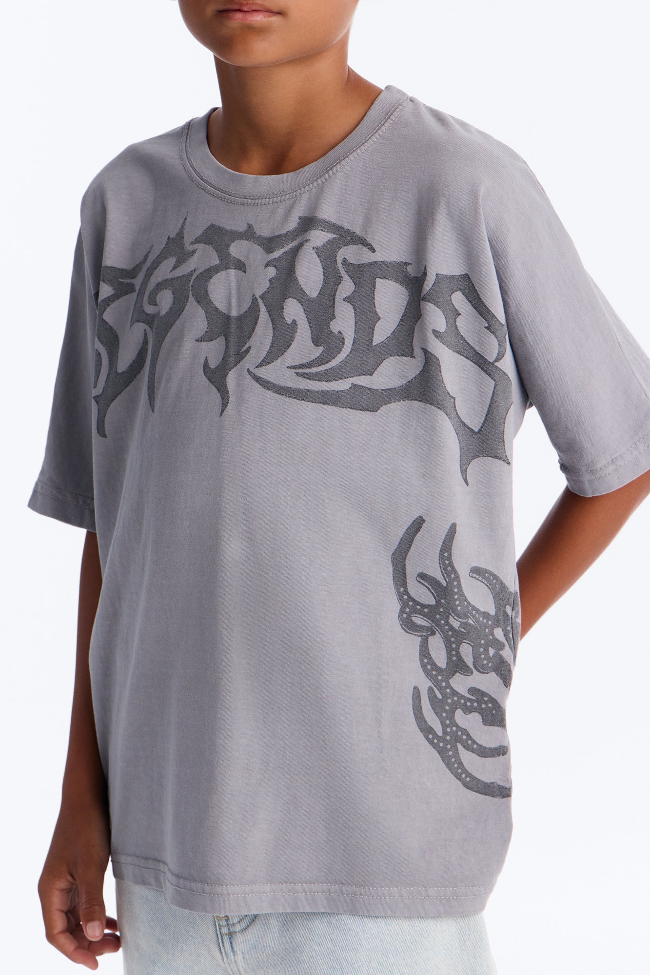 Mini Legendary Embroidery Short Sleeve Tee - Grey