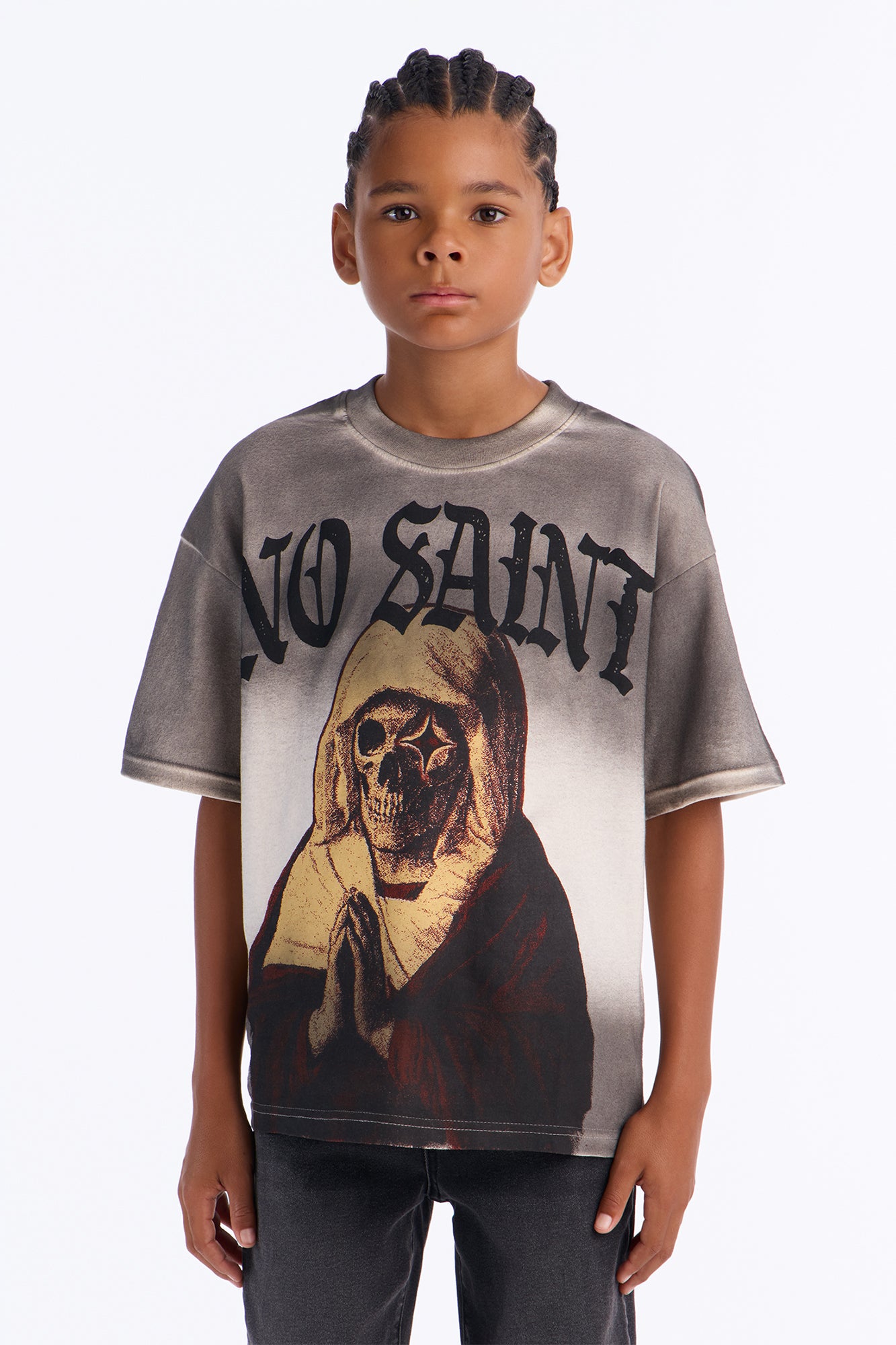 Mini Life Of A Hustler Heavy Weight Boxy Short Sleeve Tee - Grey