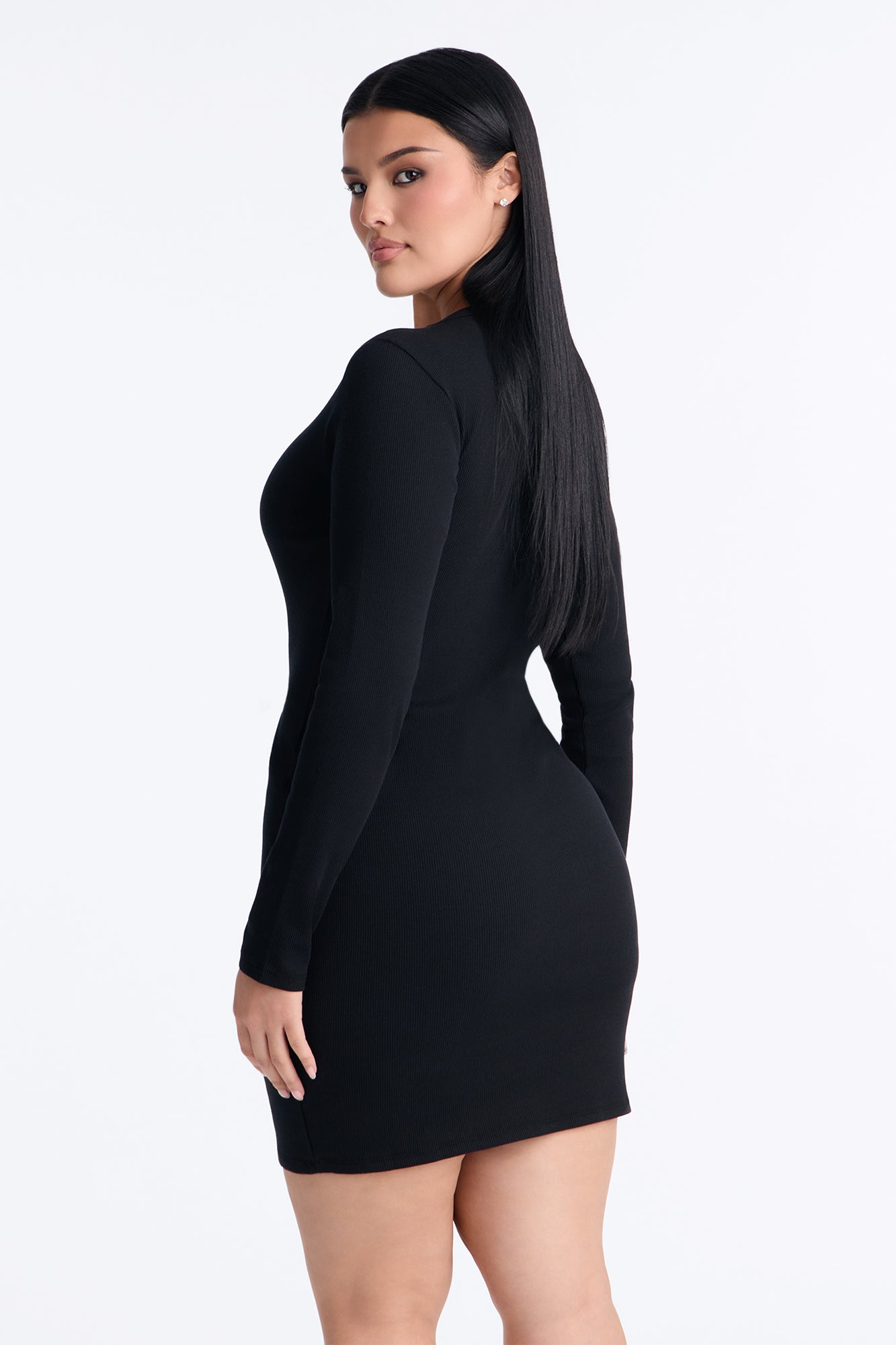Rhiannon Ribbed Mini Dress - Black