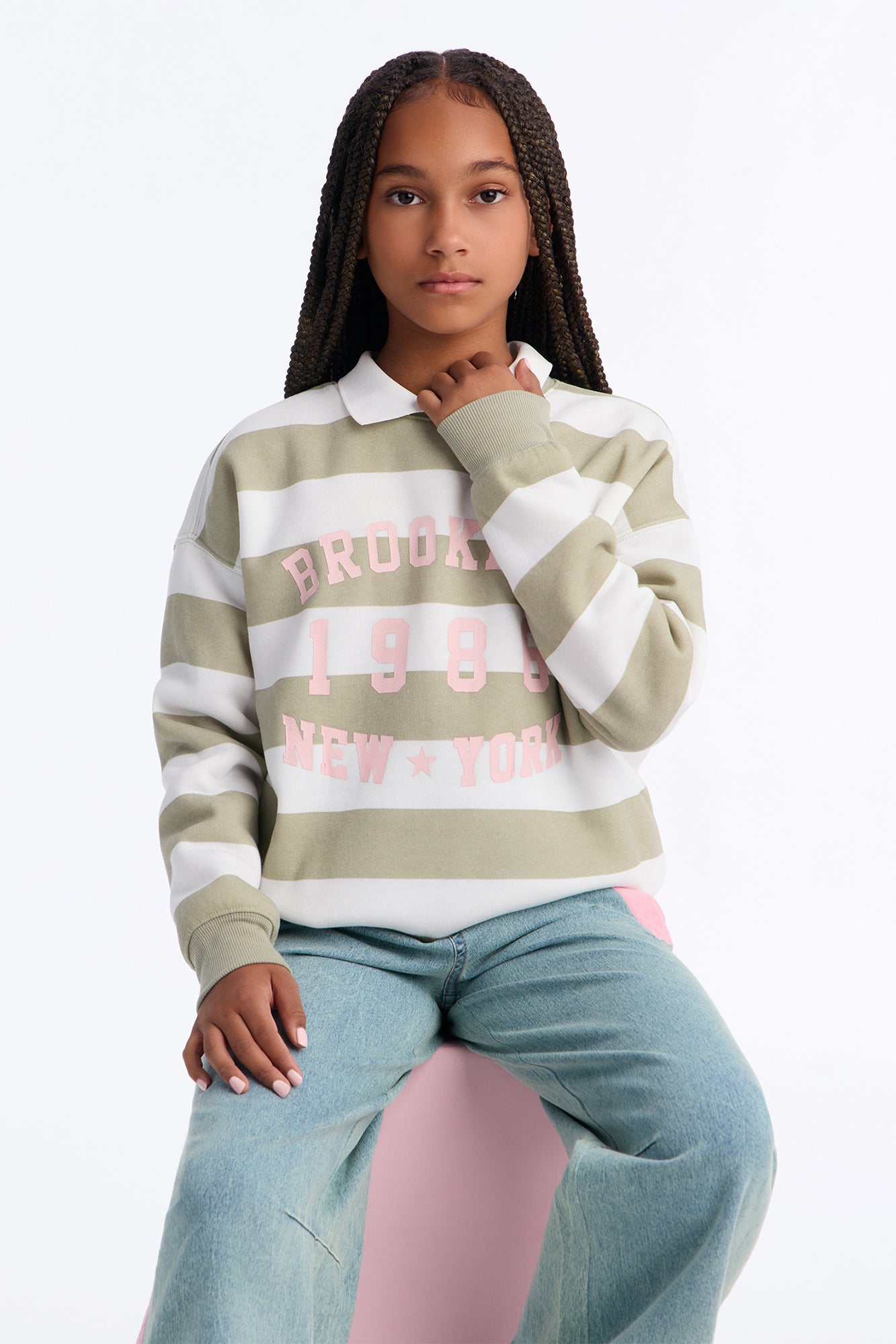 Mini Brooklyn 1986 Striped Sweatshirt - Stone/Combo