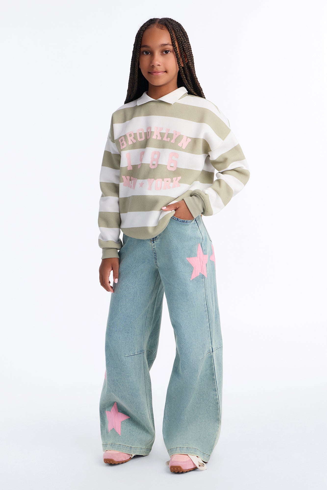 Mini Brooklyn 1986 Striped Sweatshirt - Stone/Combo