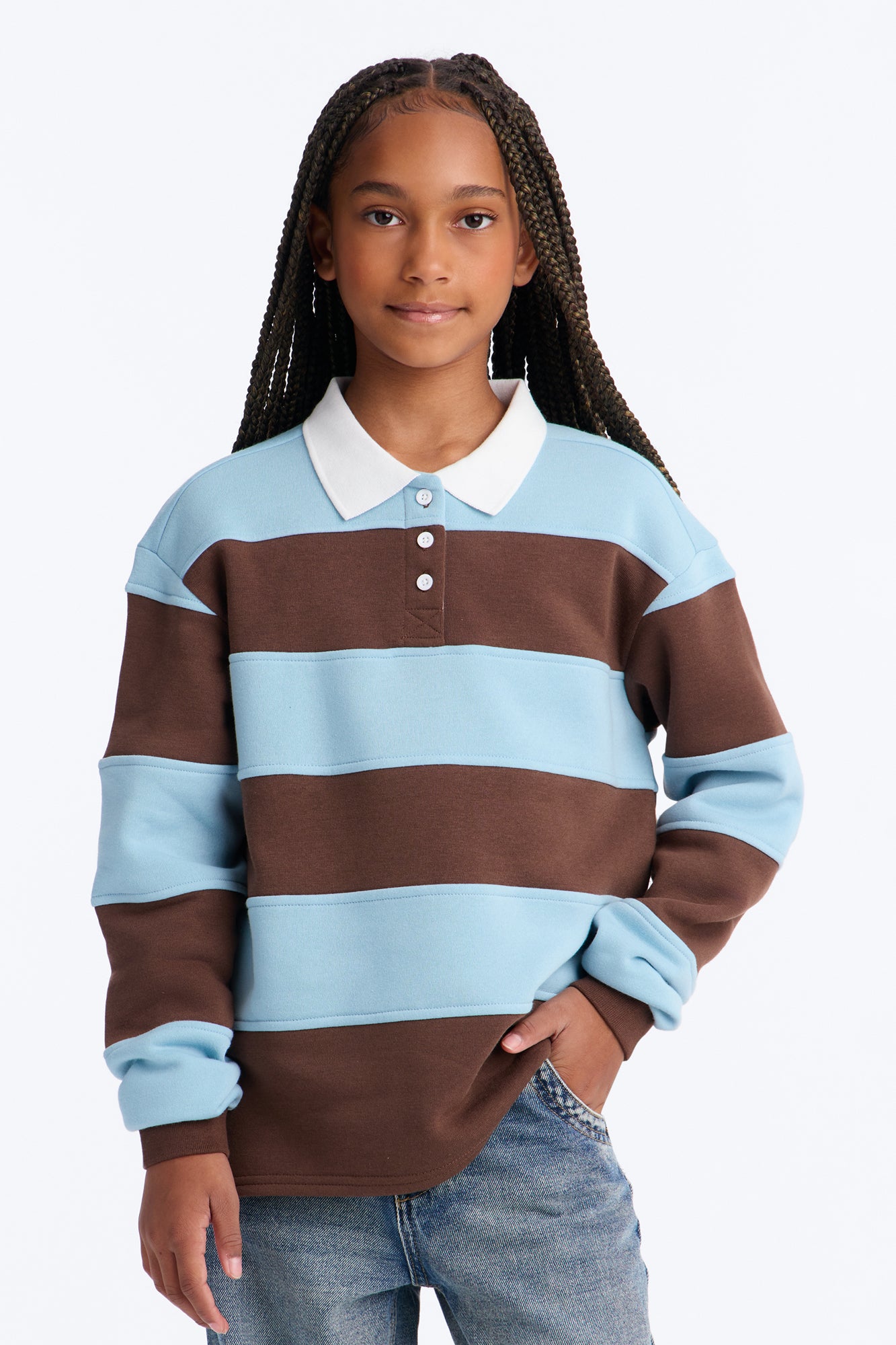 Mini Katie Rugby Striped Polo - Brown/combo