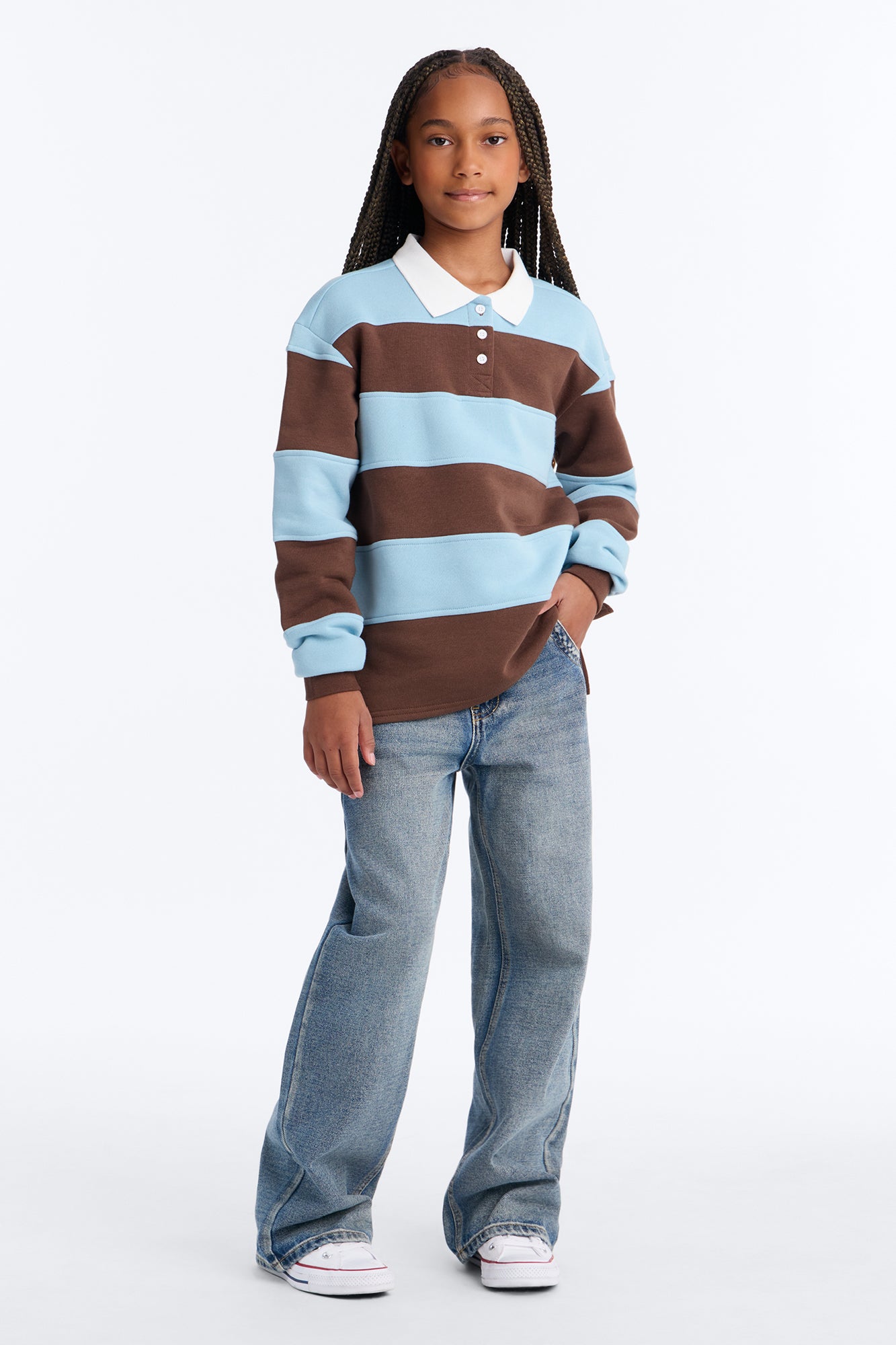 Mini Katie Rugby Striped Polo - Brown/combo