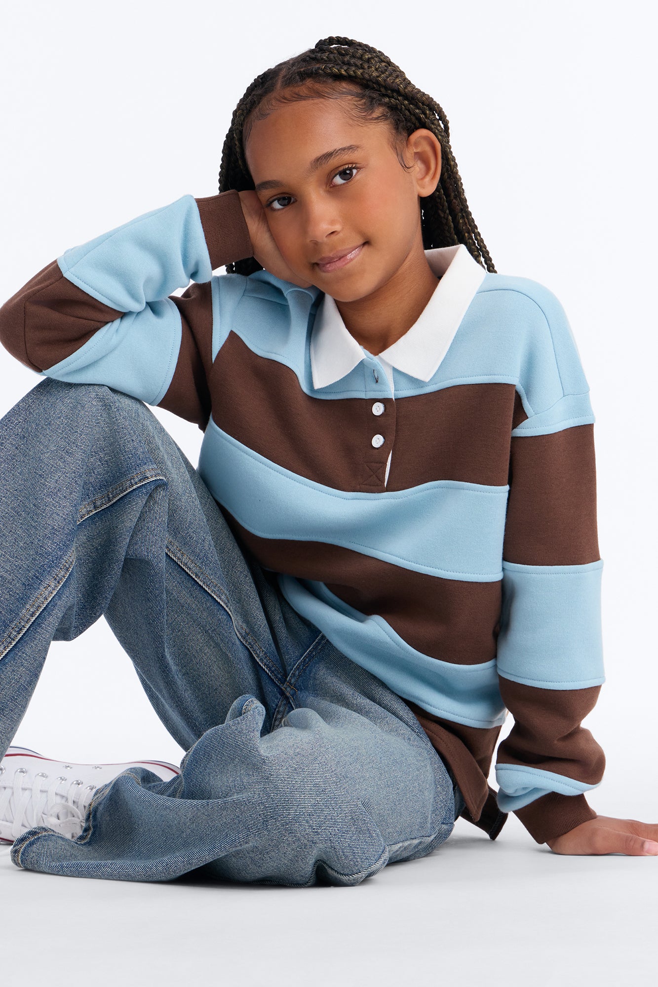 Mini Katie Rugby Striped Polo - Brown/combo