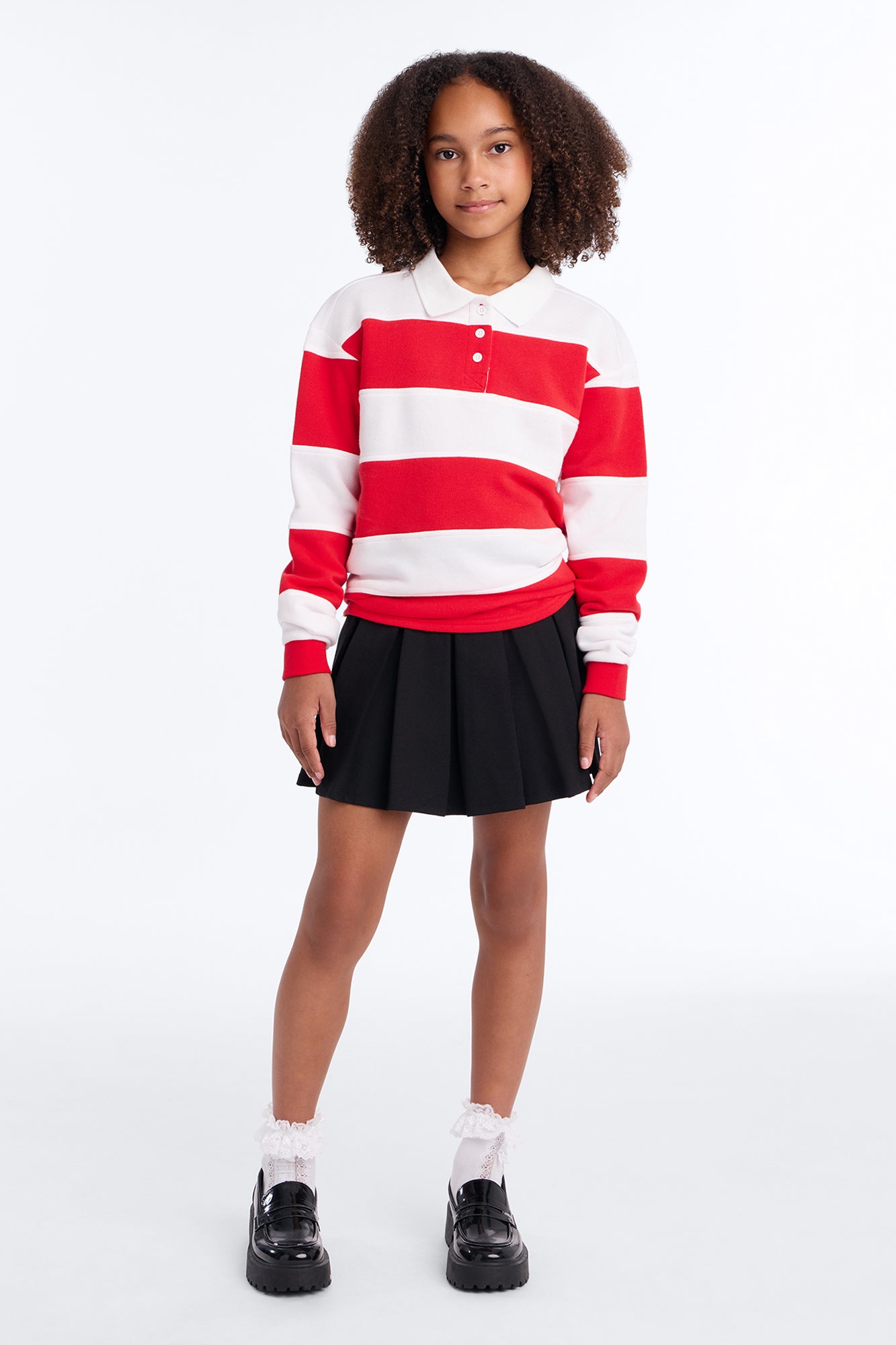 Mini Katie Rugby Striped Polo - Red/combo