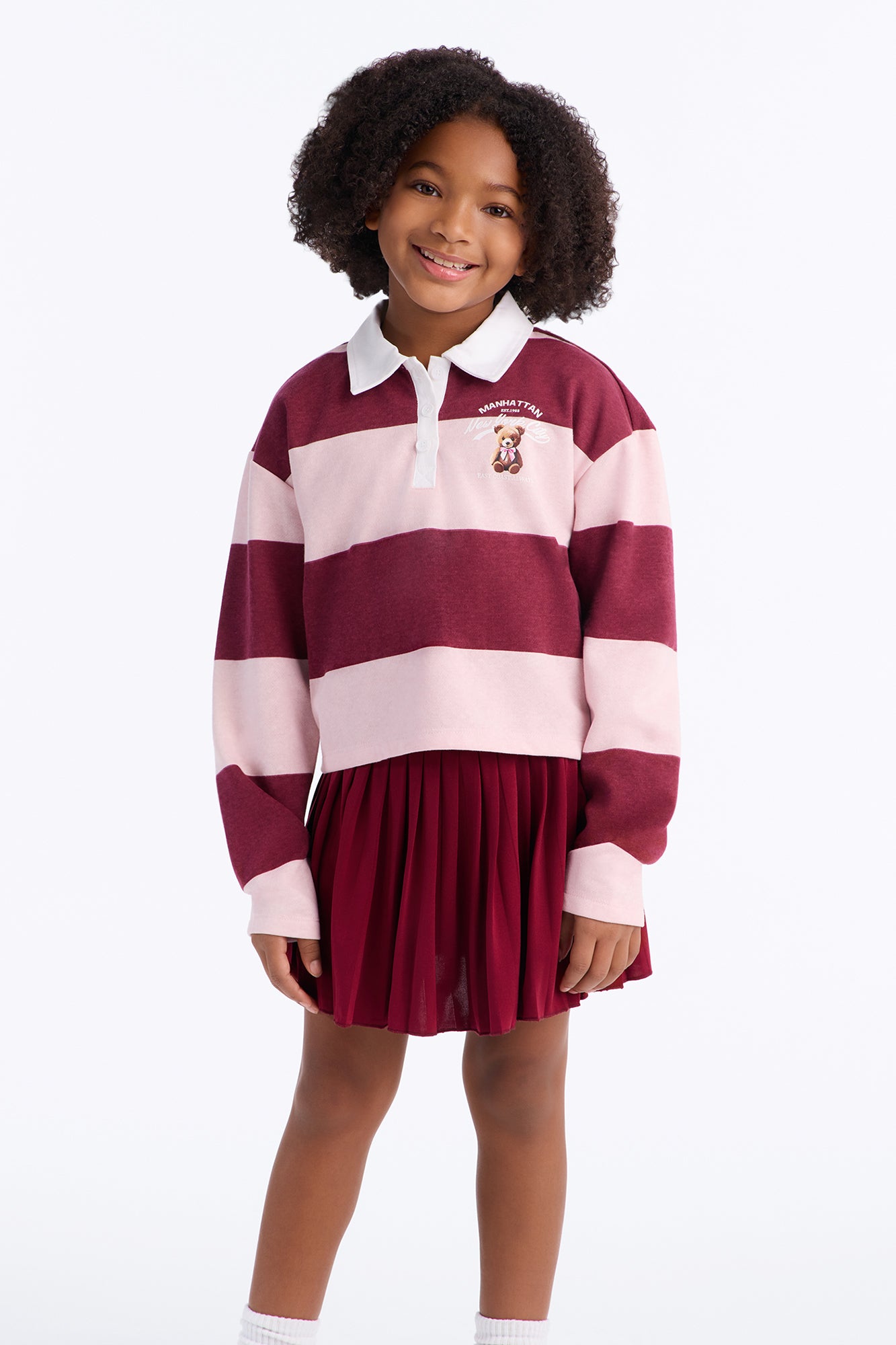 Mini Manhattan Girl Pleated Skort Set - Burgundy/combo