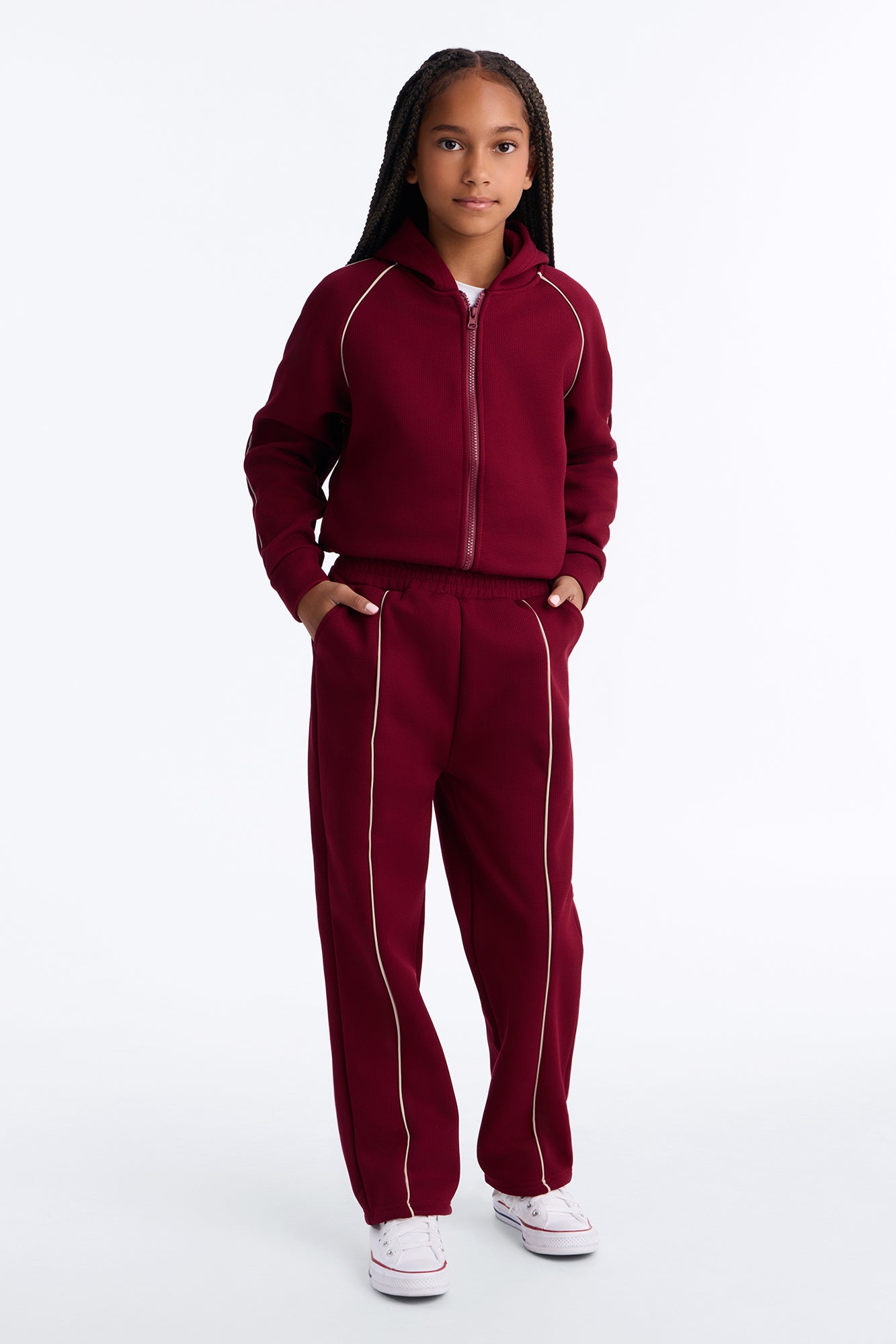 Mini Always On The Grind Pant Set - Burgundy