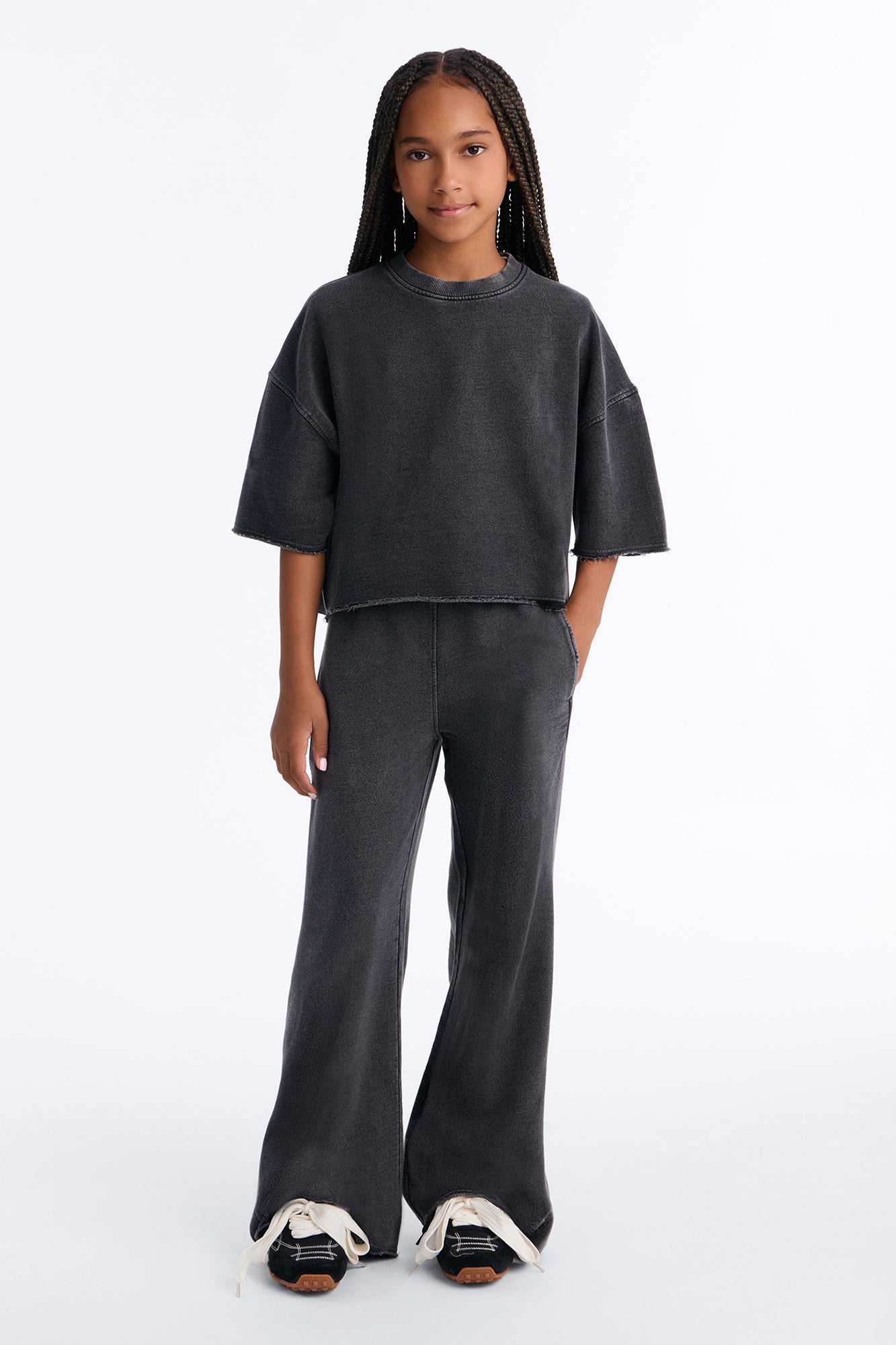 Mini Strollin' Around Pant Set - Charcoal
