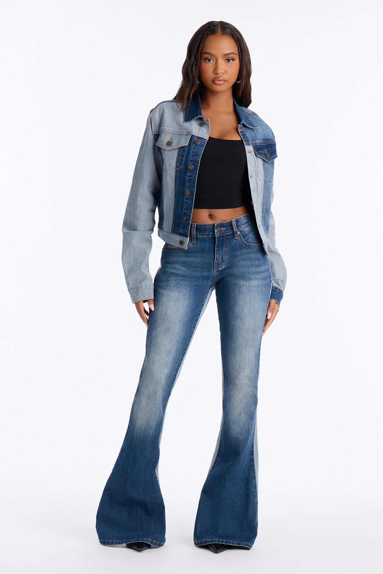 San Marcos Two Tone Stretch Denim Trucker Jacket - Dark Wash