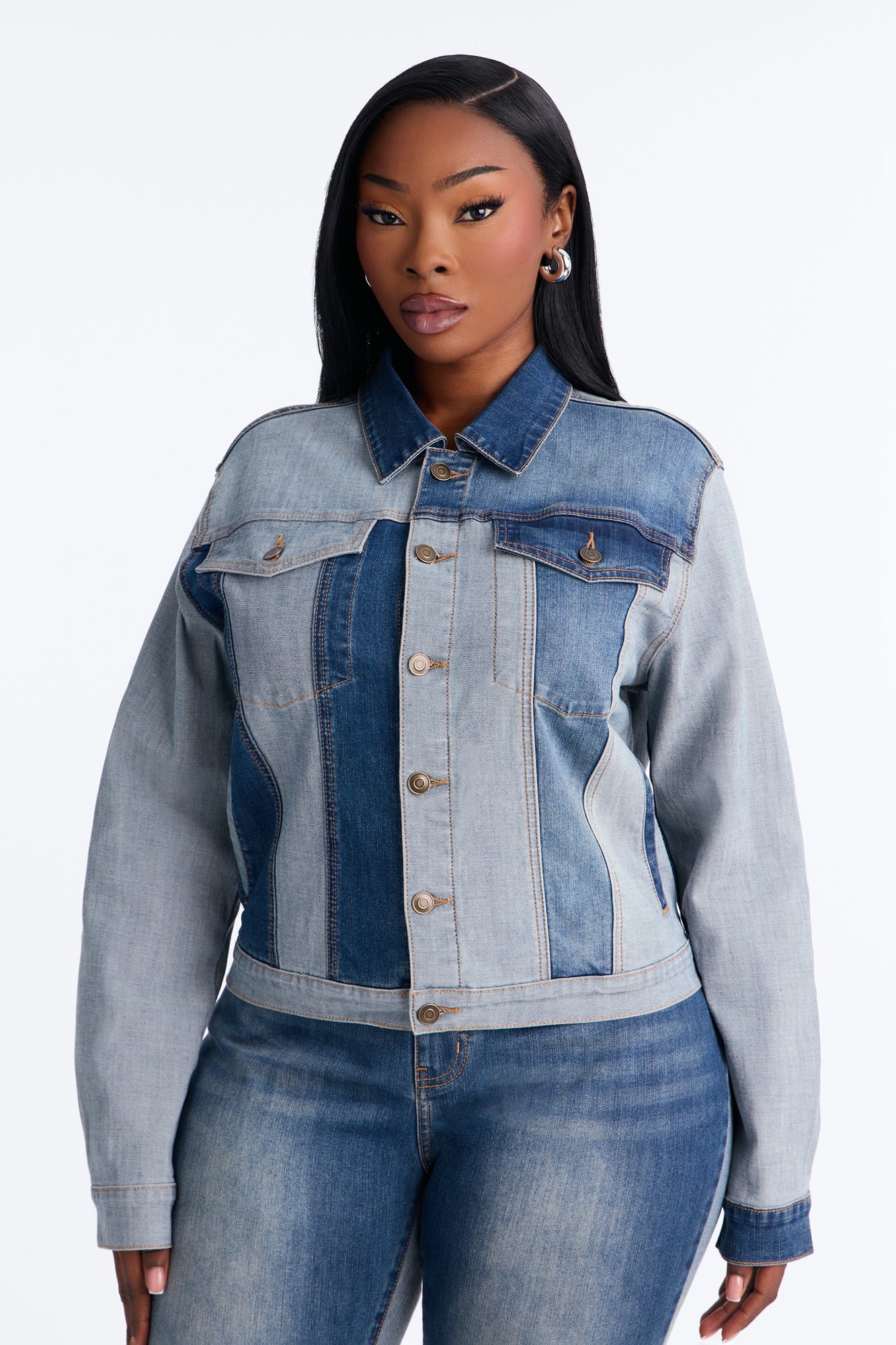 San Marcos Two Tone Stretch Denim Trucker Jacket - Dark Wash
