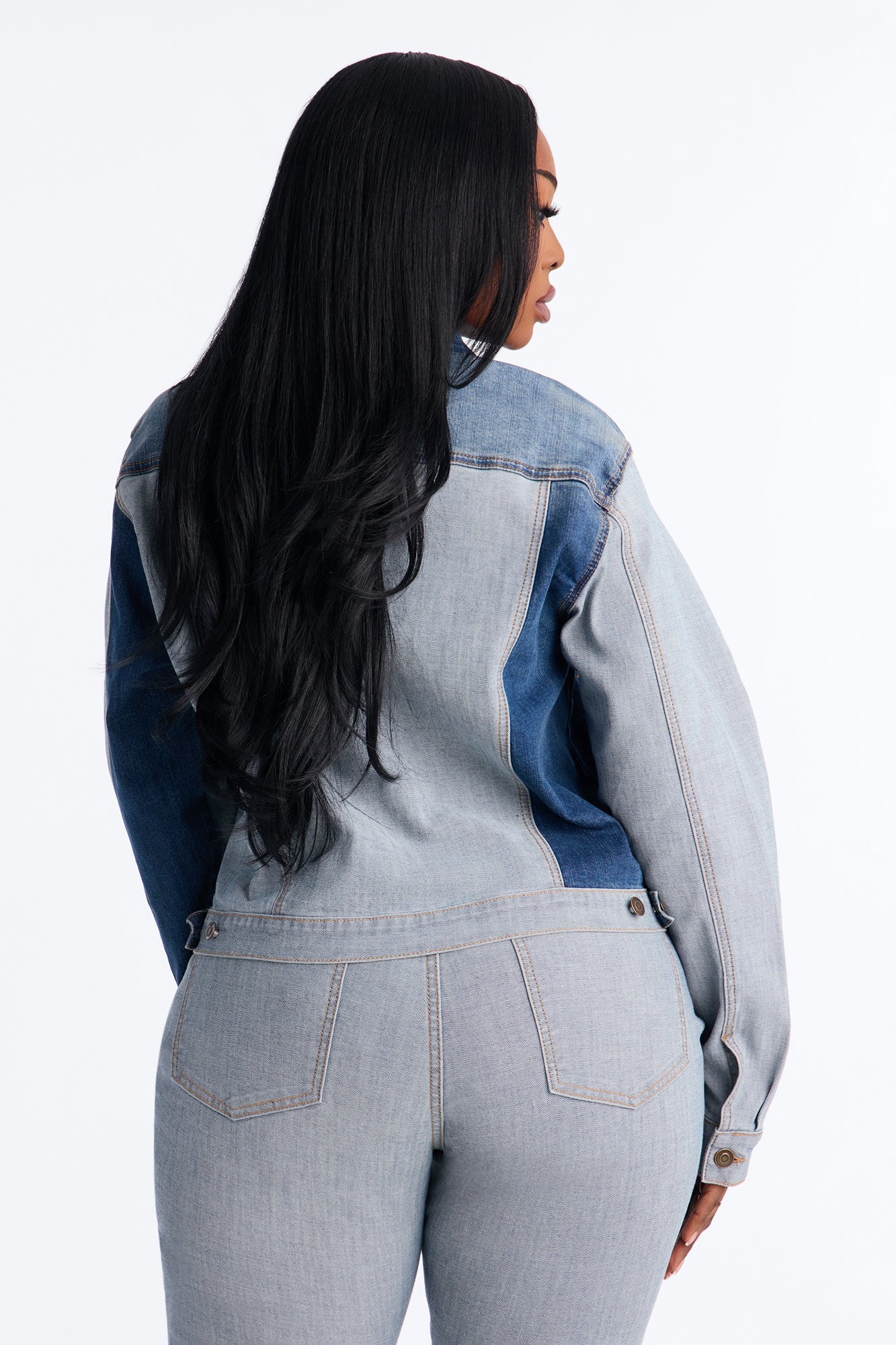 San Marcos Two Tone Stretch Denim Trucker Jacket - Dark Wash
