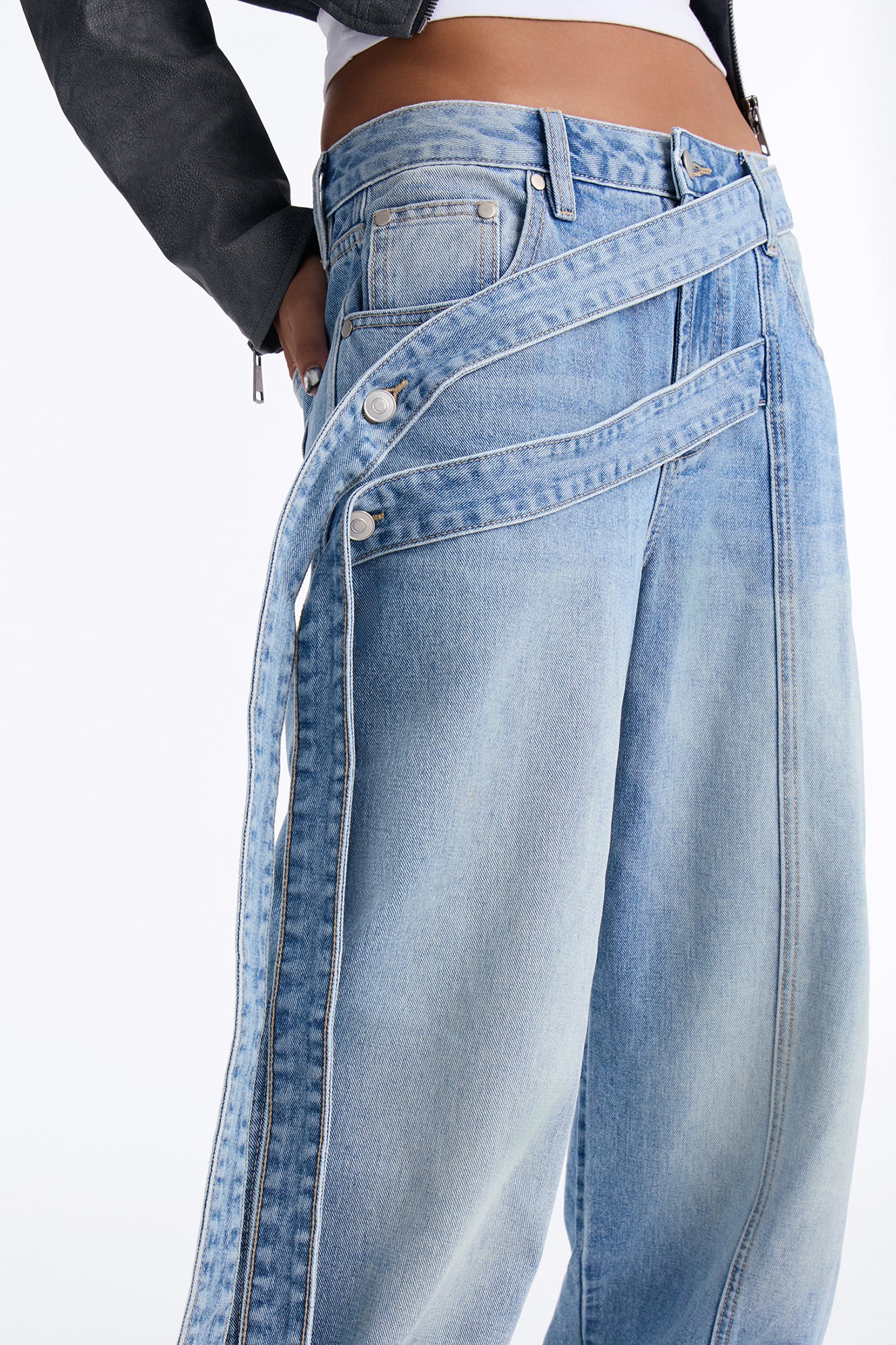 Strapped To You Belted Straight Leg Jeans - Medium Wash