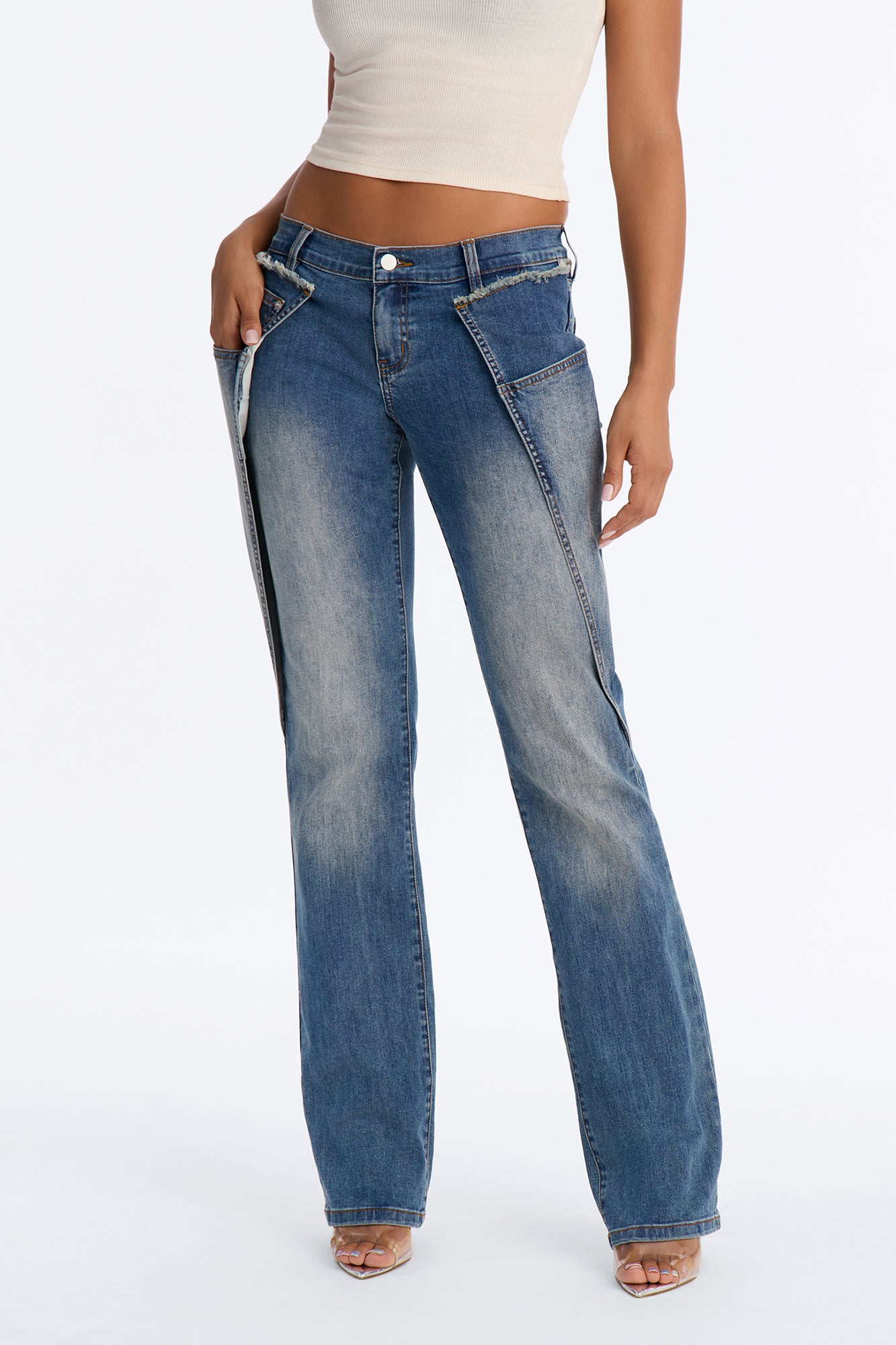 Pieces of Her Low Rise Straight Leg Jeans - Dark Wash