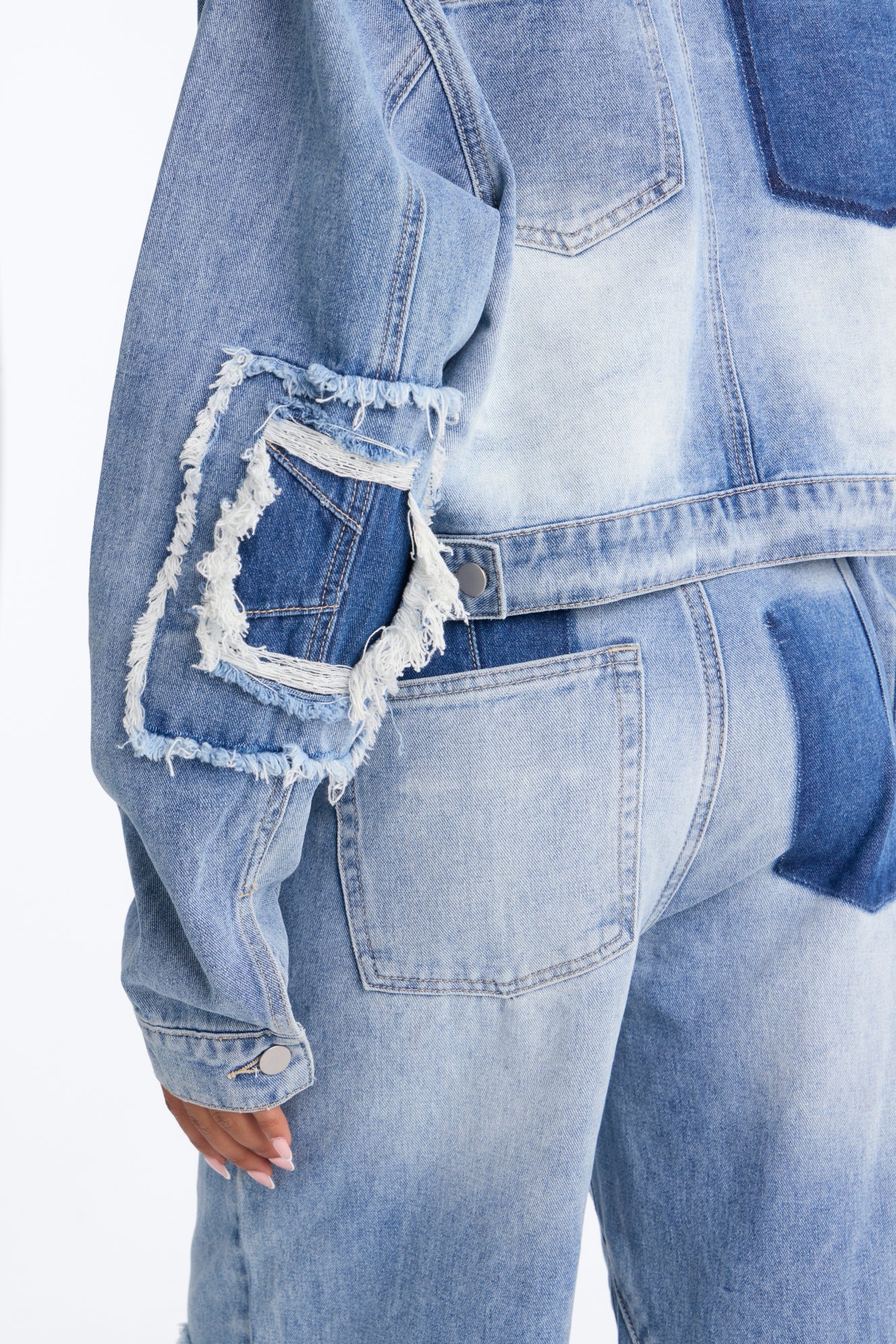 No Return Reconstructed Cropped Denim Jacket - Medium Wash