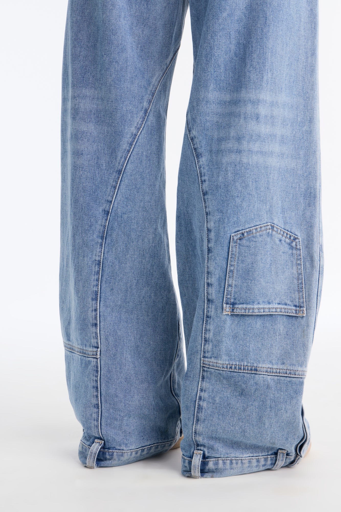 No Return Reconstructed Wide Leg Jeans - Medium Wash