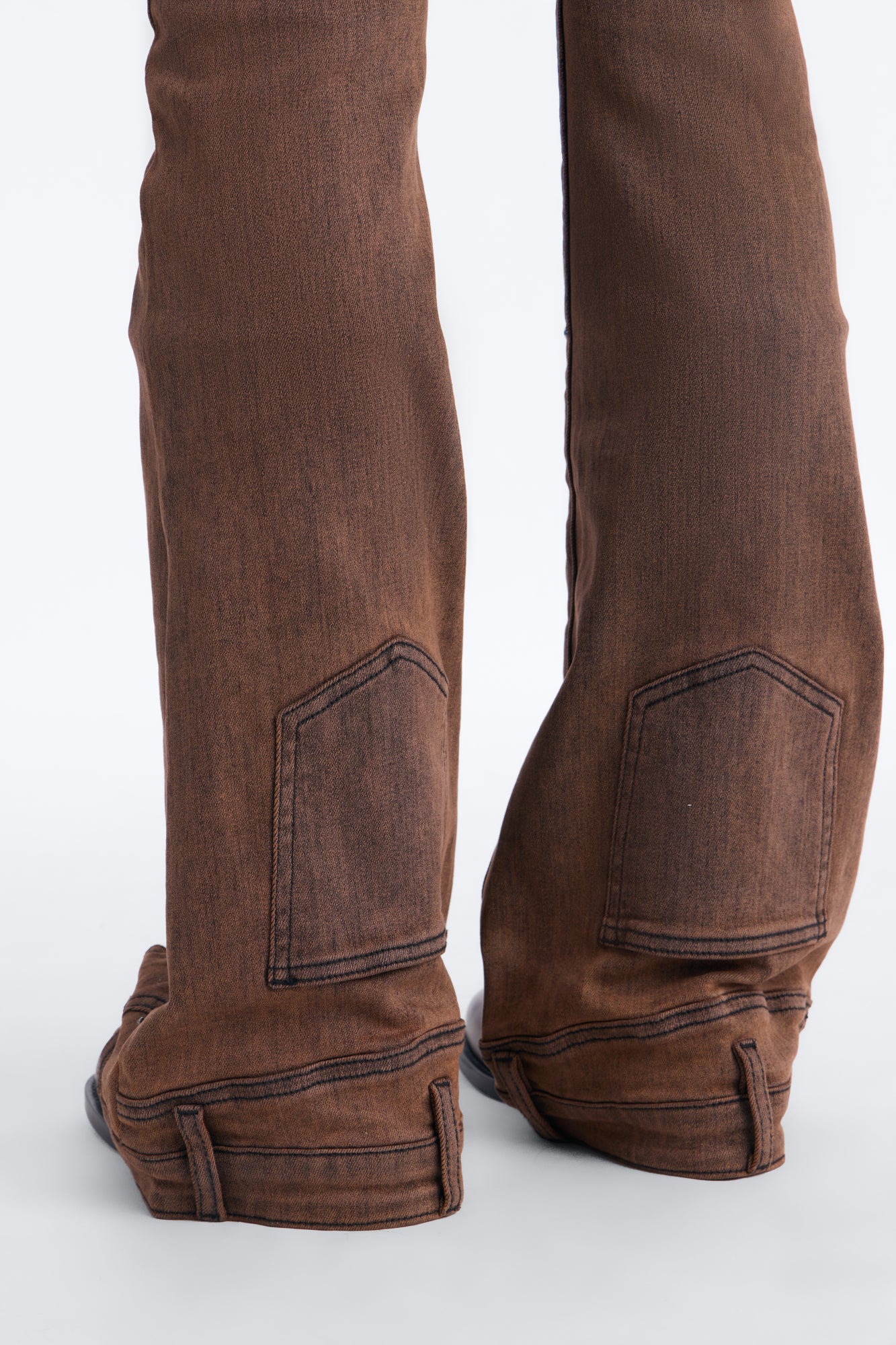 A Hot Take Upside Down Low Rise Stretch Flare Jeans - Rust