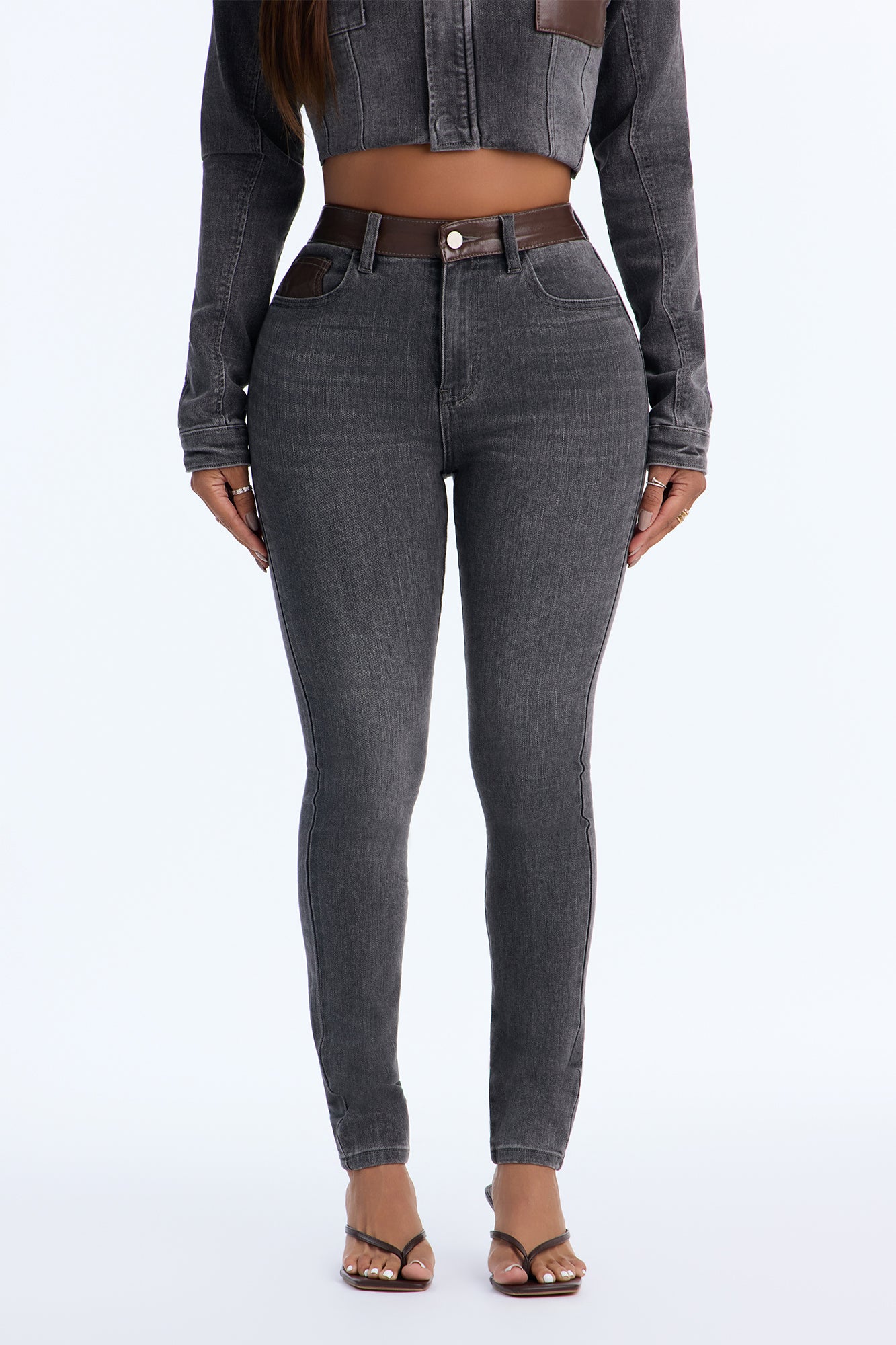 Power Stance High Rise Skinny Jeans - Grey