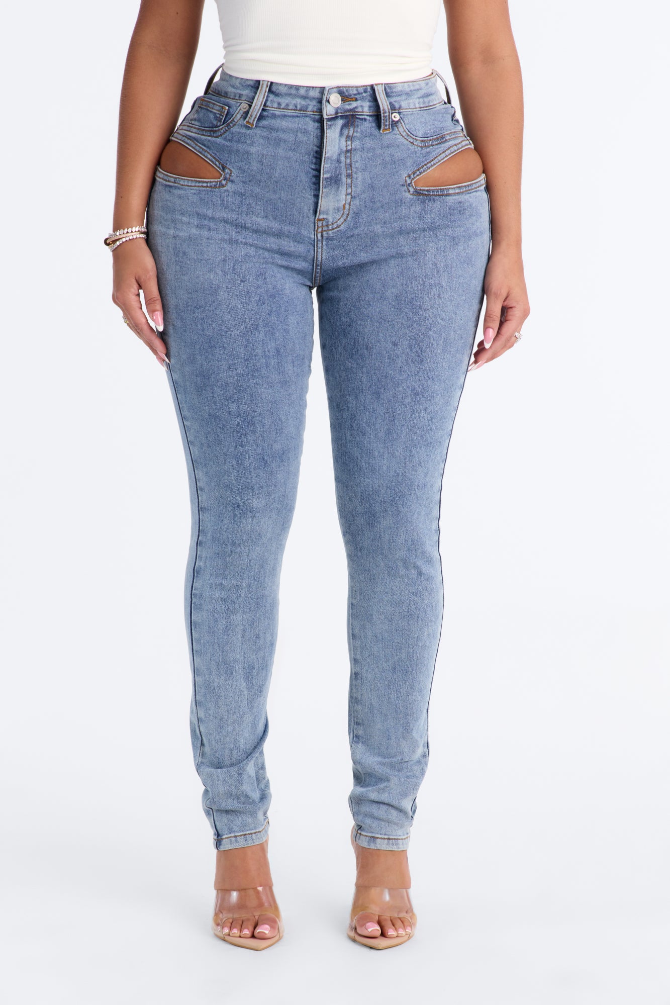 Cut it Out High Rise Stretch Skinny Jeans - Light Wash