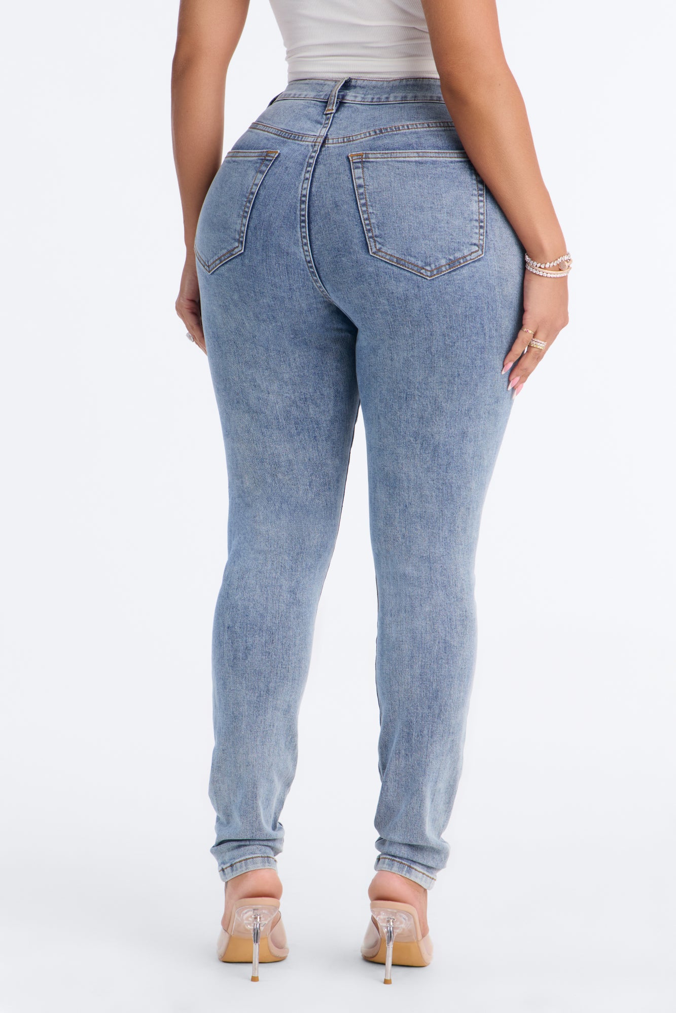 Cut it Out High Rise Stretch Skinny Jeans - Light Wash