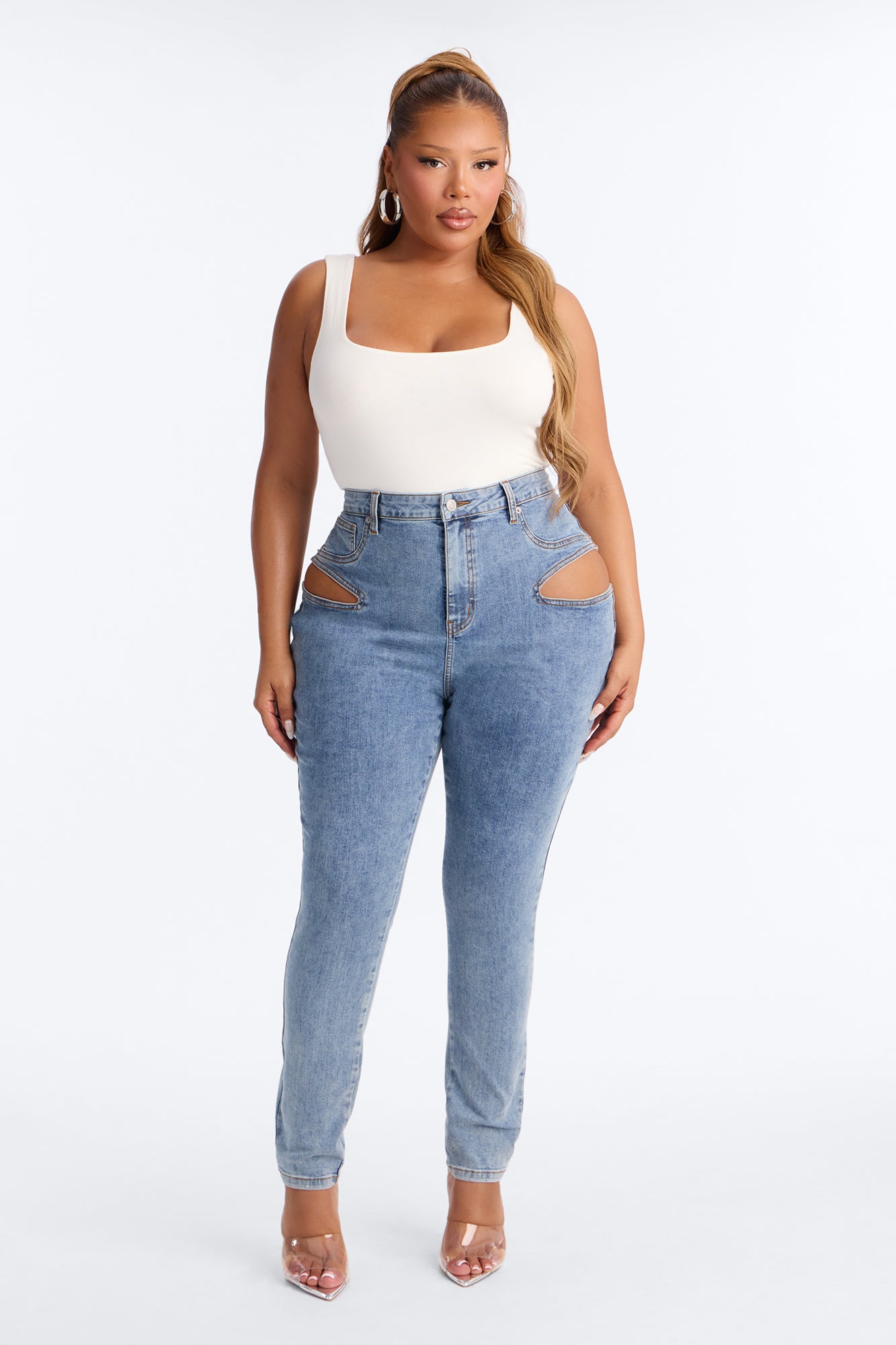 Cut it Out High Rise Stretch Skinny Jeans - Light Wash