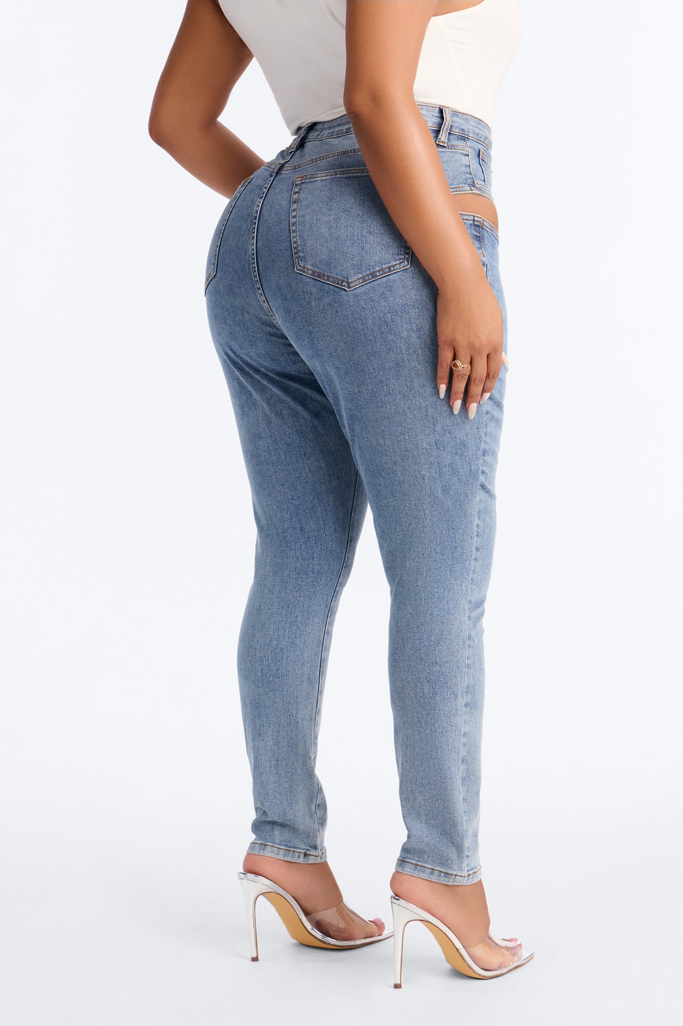 Cut it Out High Rise Stretch Skinny Jeans - Light Wash