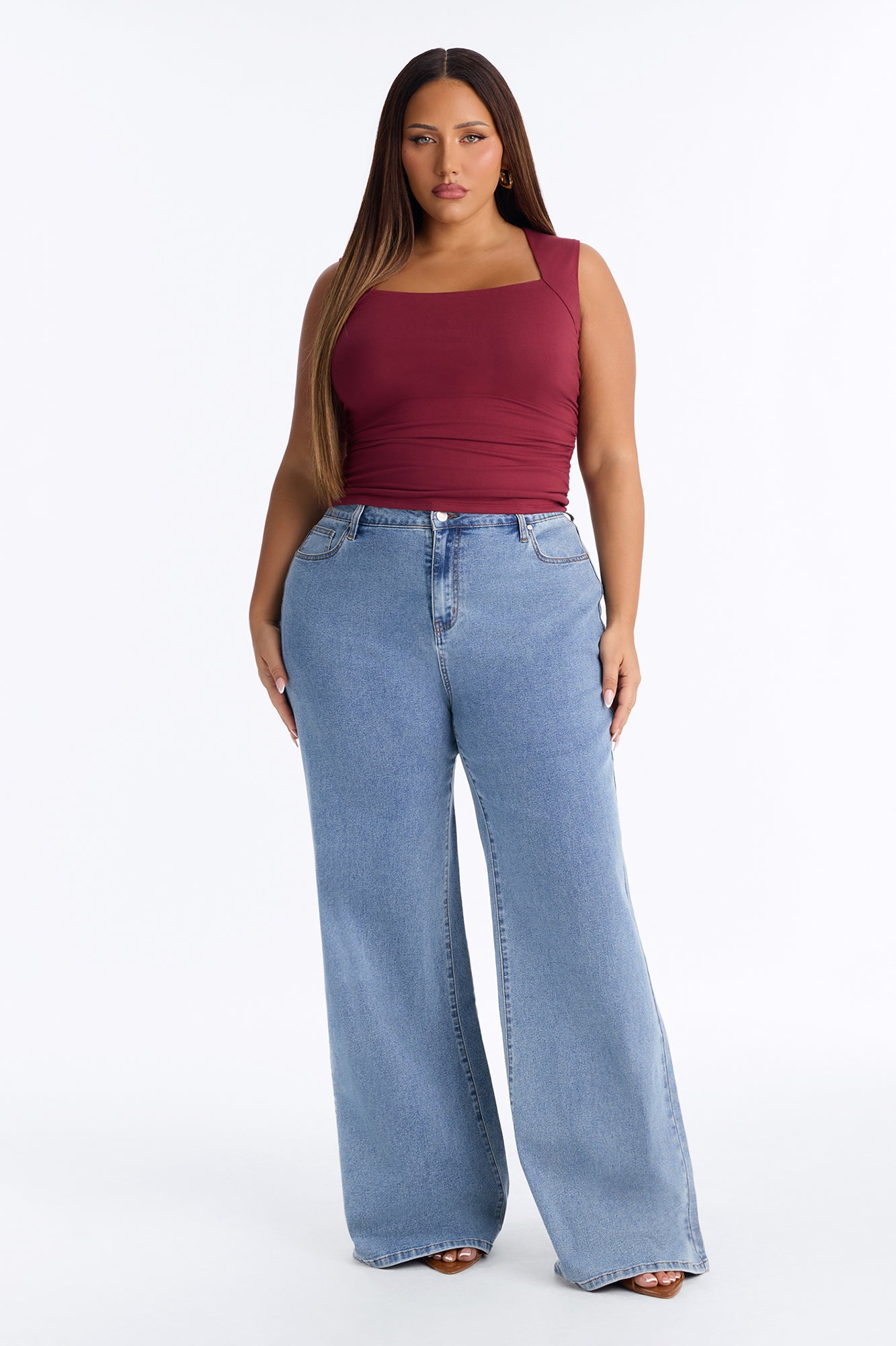 Daniella Square Neck Top - Wine