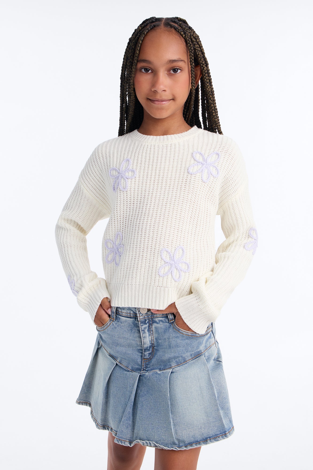 Mini Brilliant Bouquet Pullover Sweater - Ivory