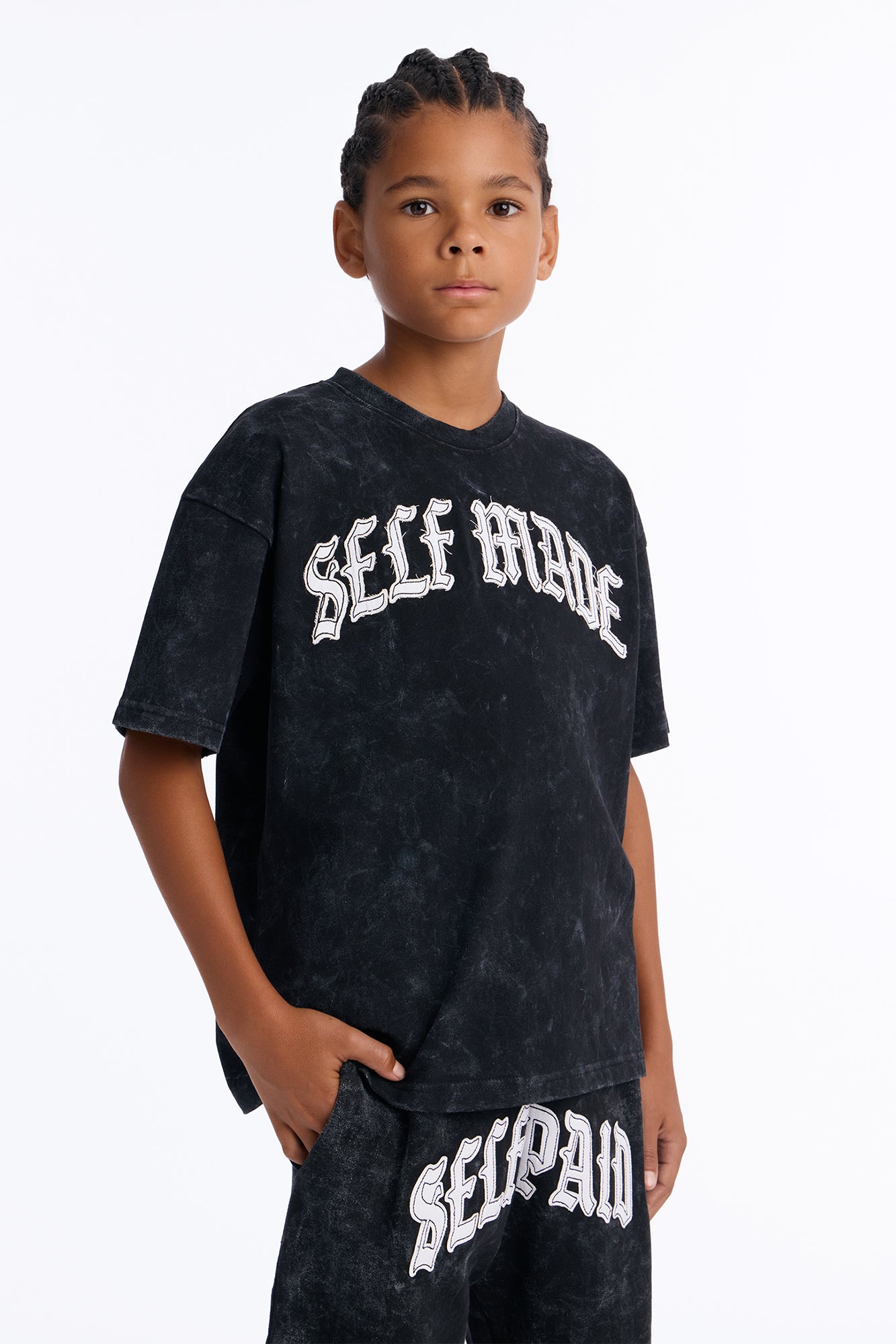 Mini Self Made Oversized Short Sleeve Tee - Black