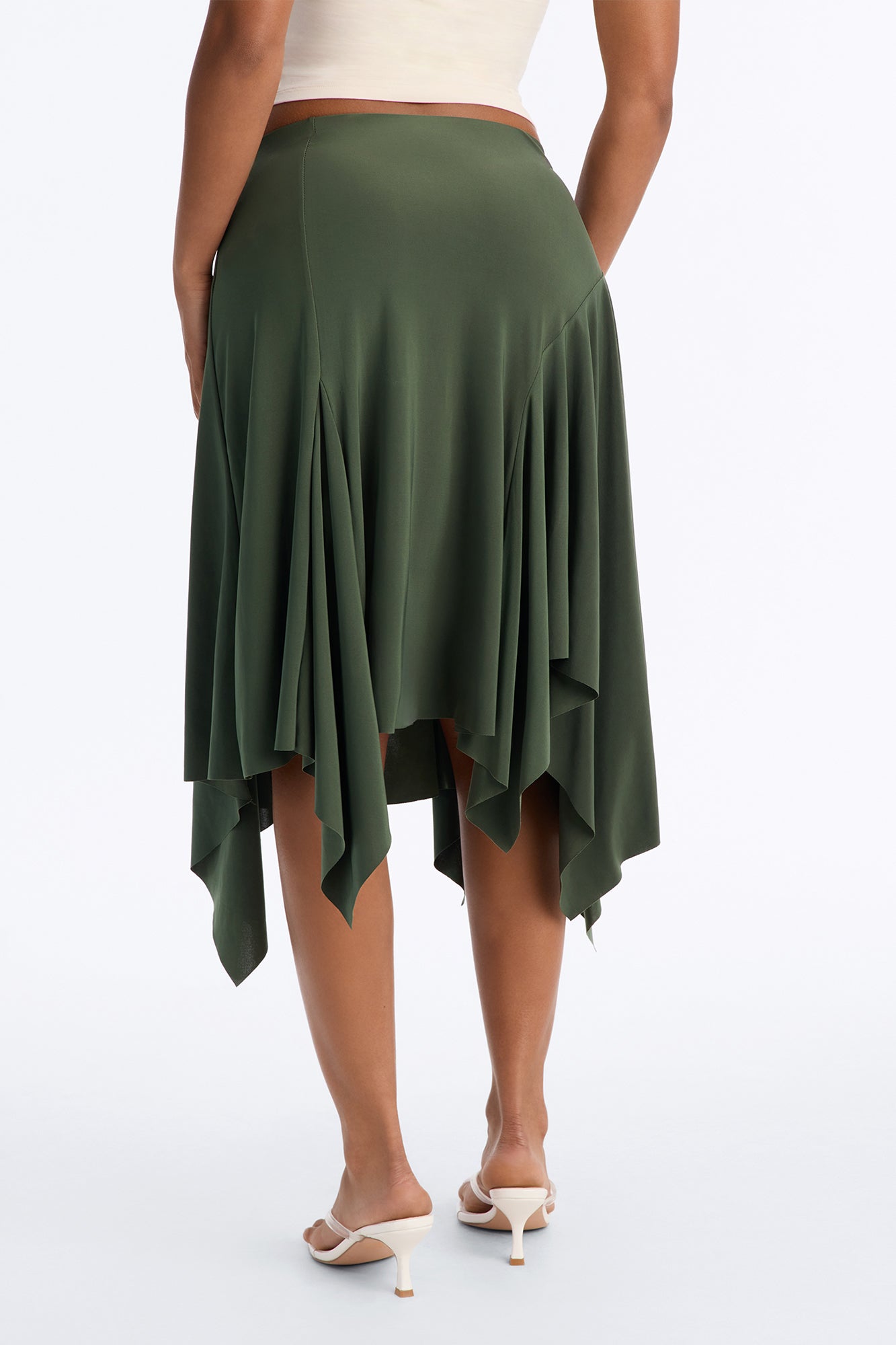 Mae Asymmetrical Midi Skirt - Green